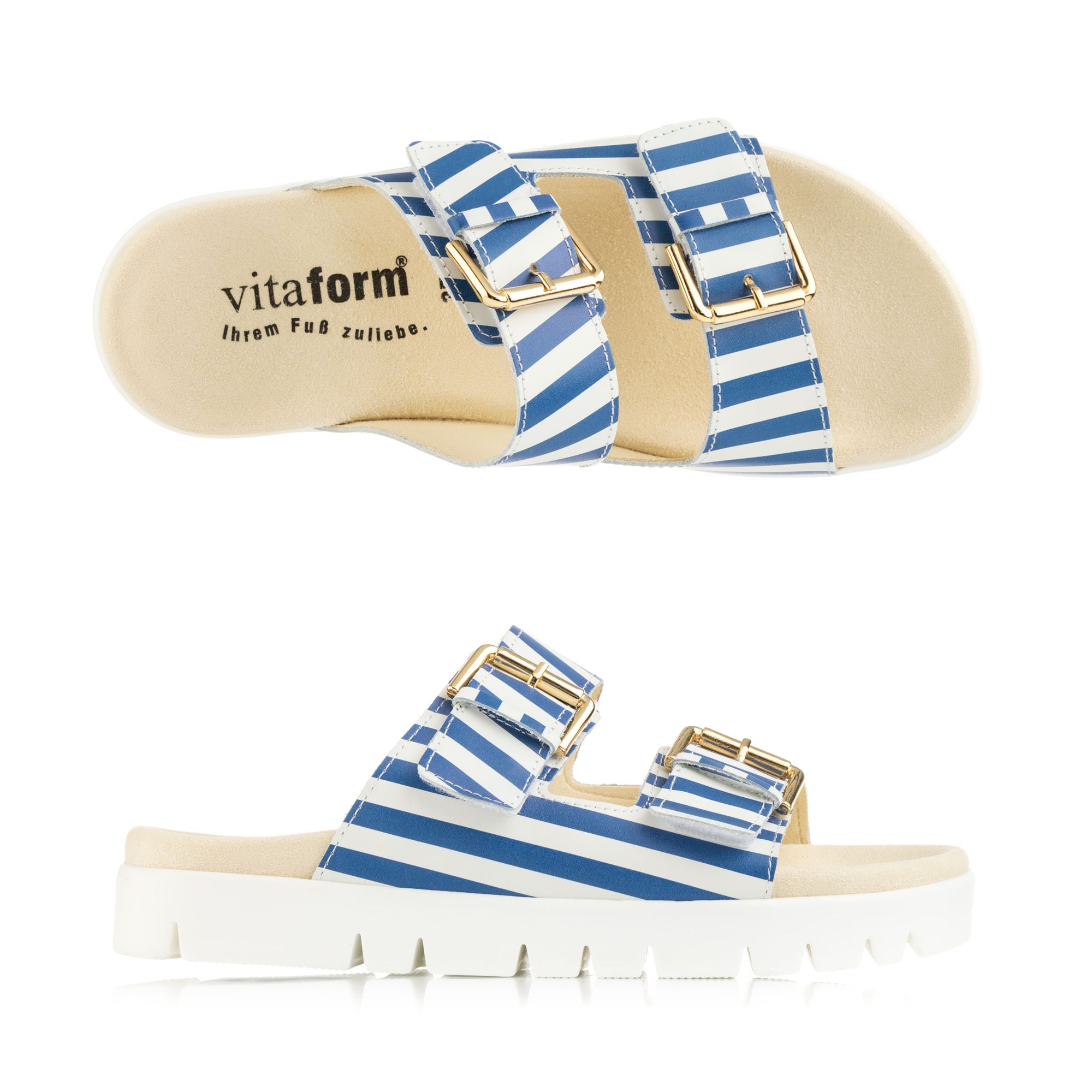 VITAFORM Damen- Pantolette Softnappa 2 Klettverschlüsse Sohle Lara