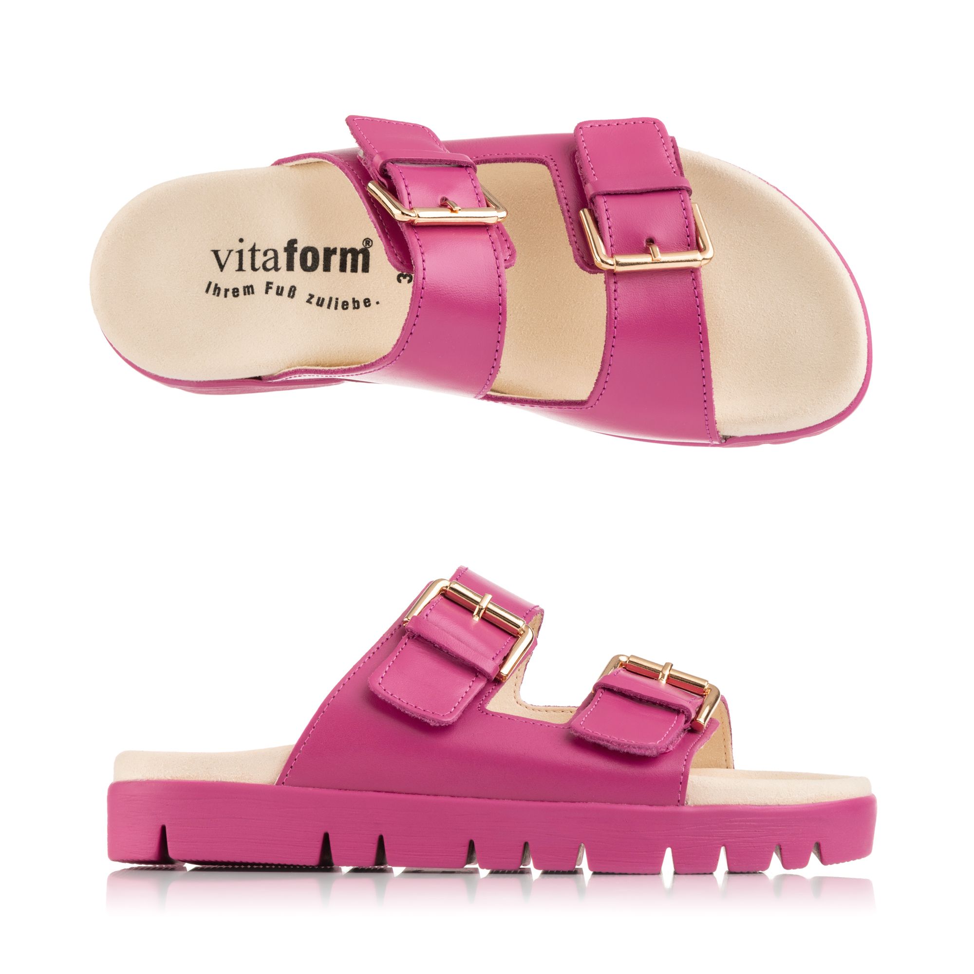 VITAFORM Damen- Pantolette Softnappa 2 Klettverschlüsse Sohle Lara
