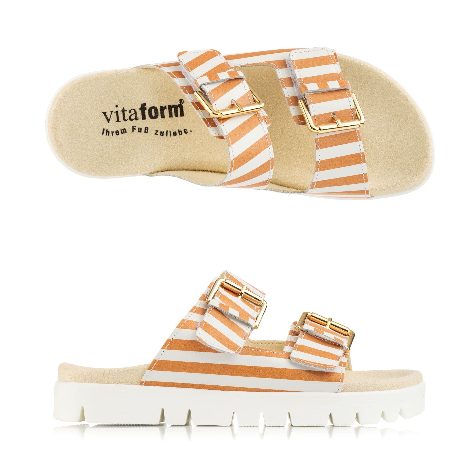 VITAFORM Damen- Pantolette Softnappa 2 Klettverschlüsse Sohle Lara