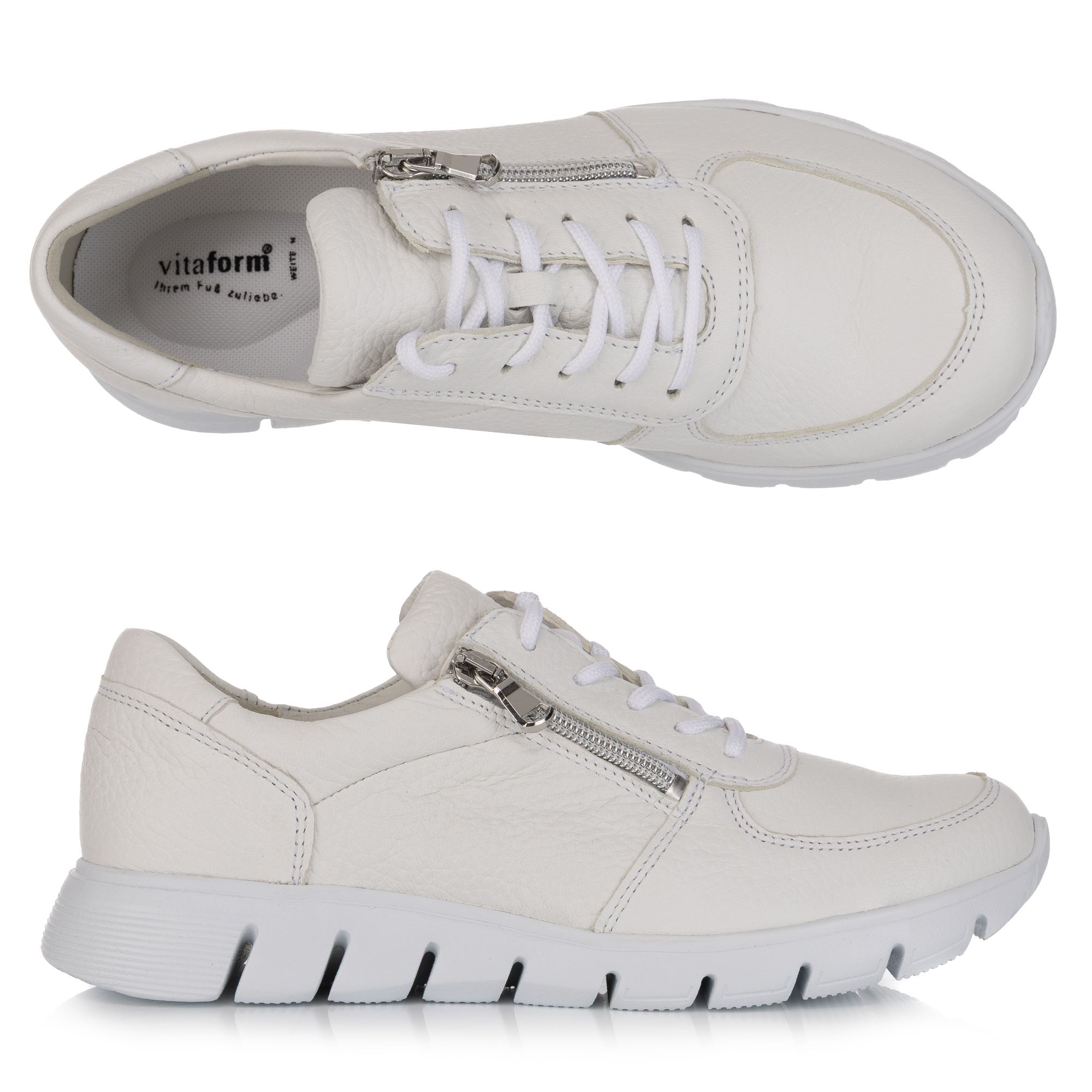 VITAFORM Damen-Sneaker Hirschleder Reißverschluss Leichtsohle