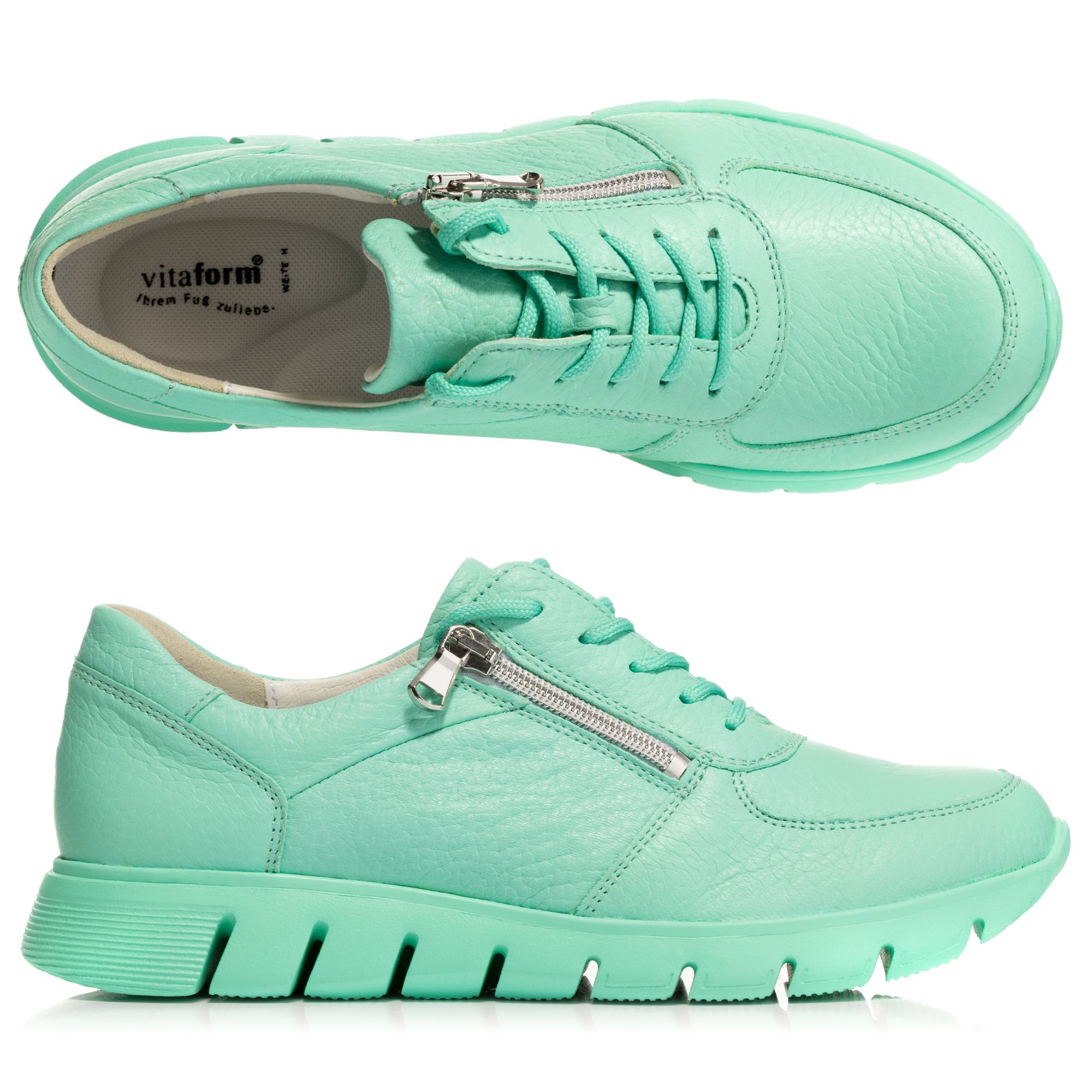 VITAFORM Damen-Sneaker Hirschleder Reißverschluss Leichtsohle
