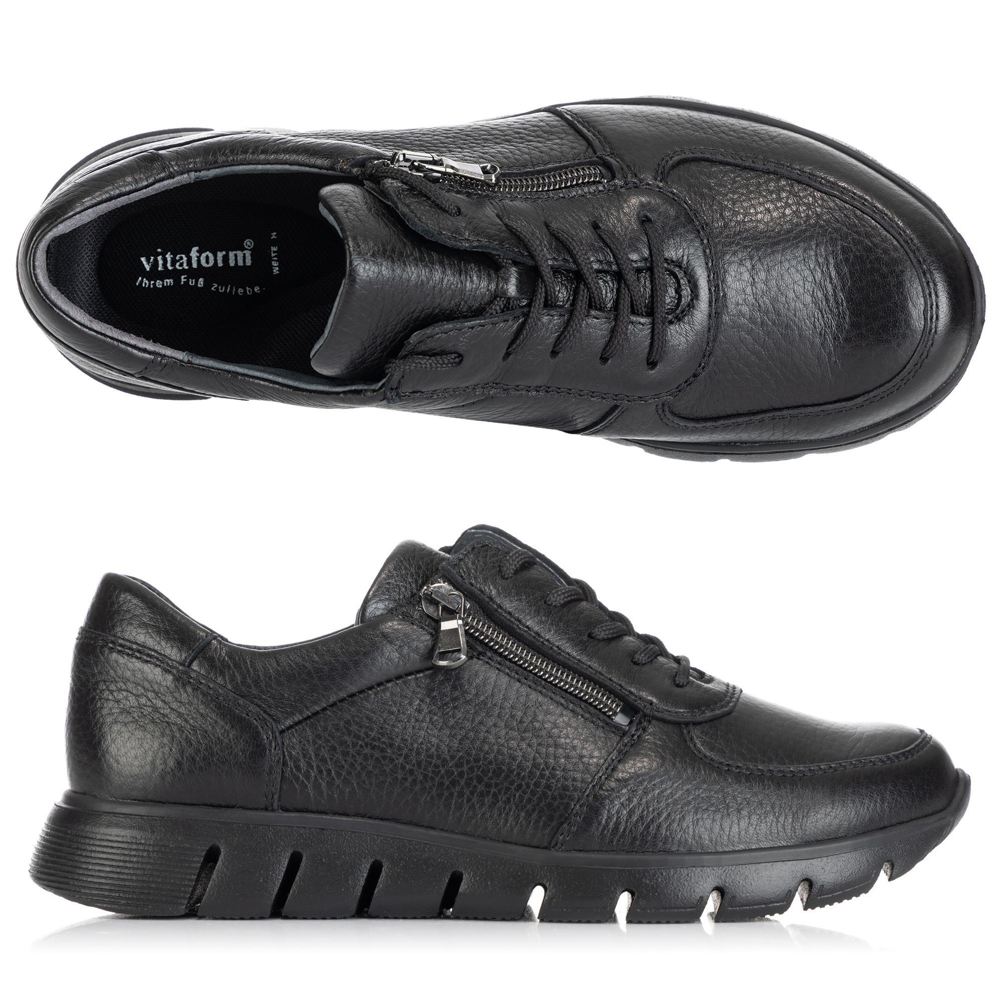 VITAFORM Damen-Sneaker Hirschleder Reißverschluss Leichtsohle