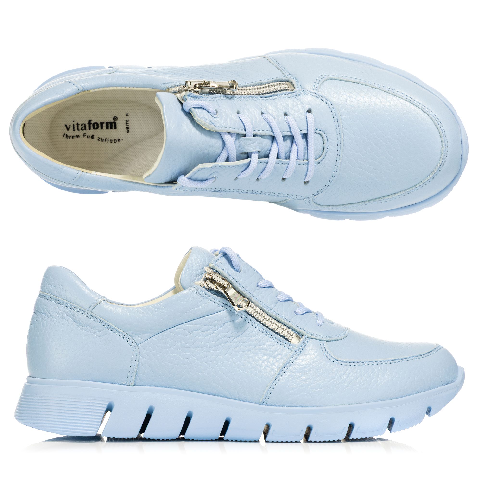 VITAFORM Damen-Sneaker Hirschleder Reißverschluss Leichtsohle