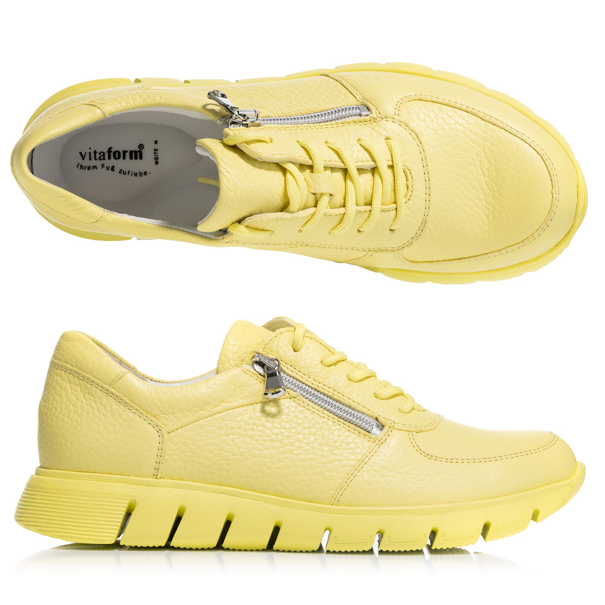VITAFORM Damen-Sneaker Hirschleder Reißverschluss Leichtsohle