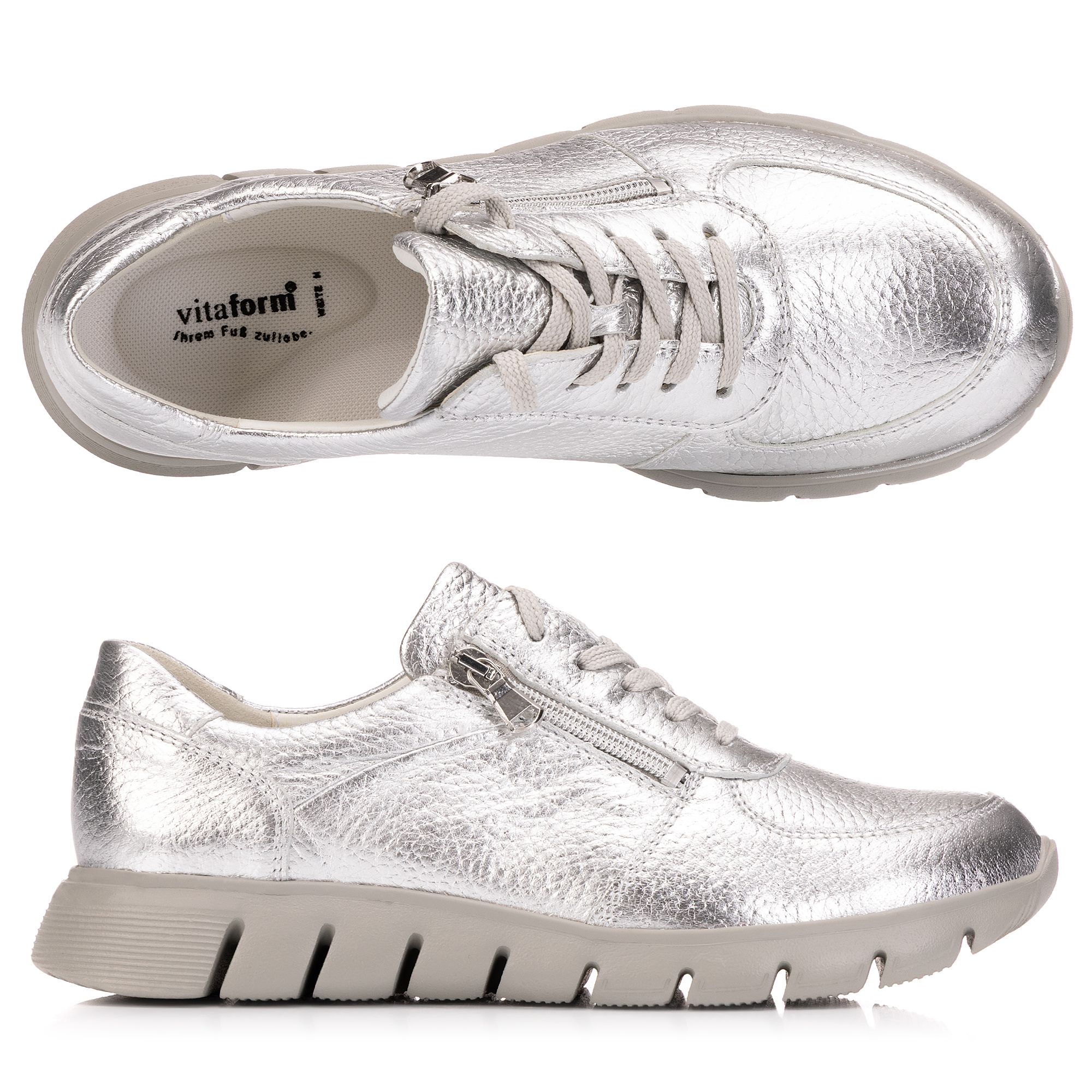 VITAFORM Damen-Sneaker Hirschleder Reißverschluss Leichtsohle