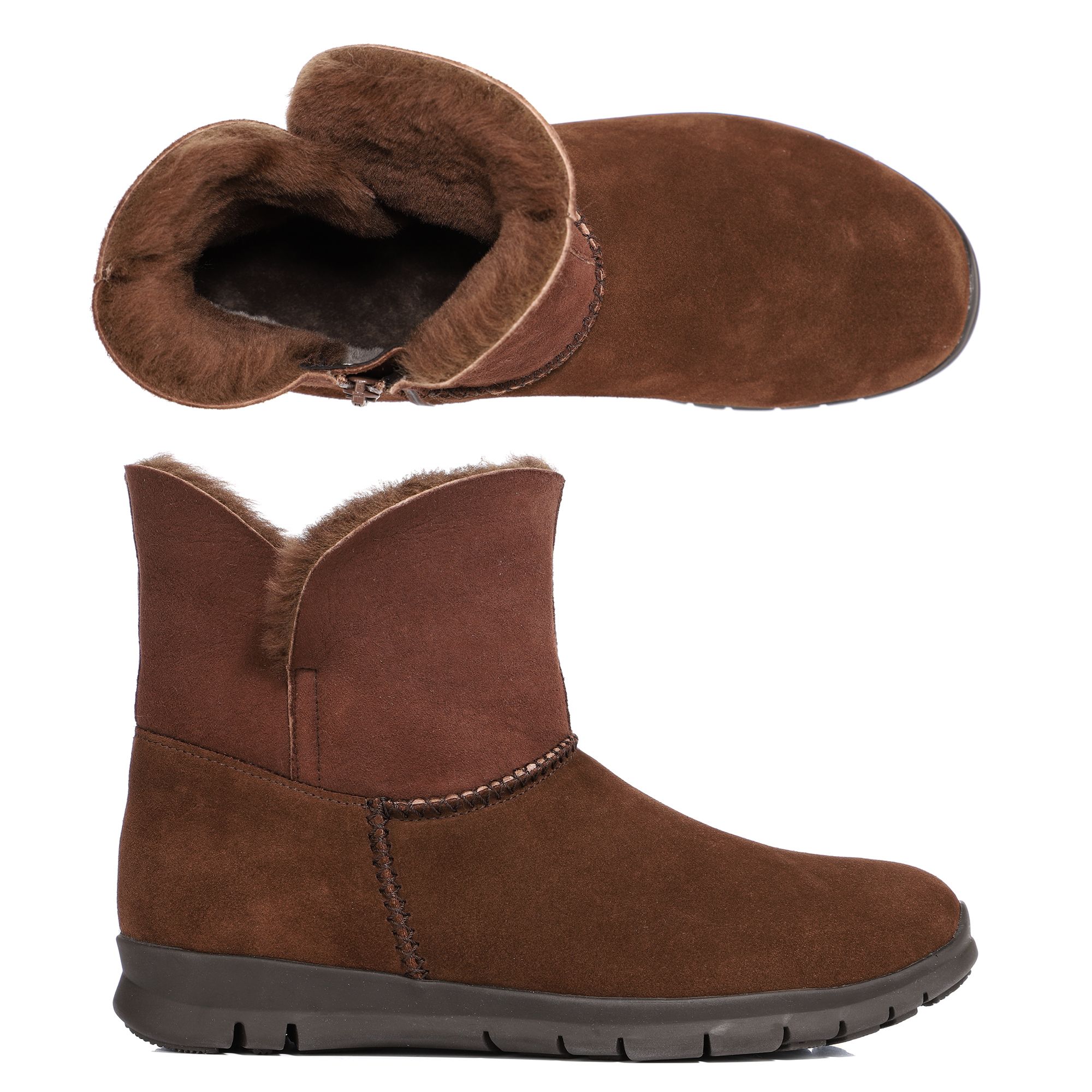 VITAFORM Damen-Stiefelette Veloursleder 2 Looks Flexi-Sohle