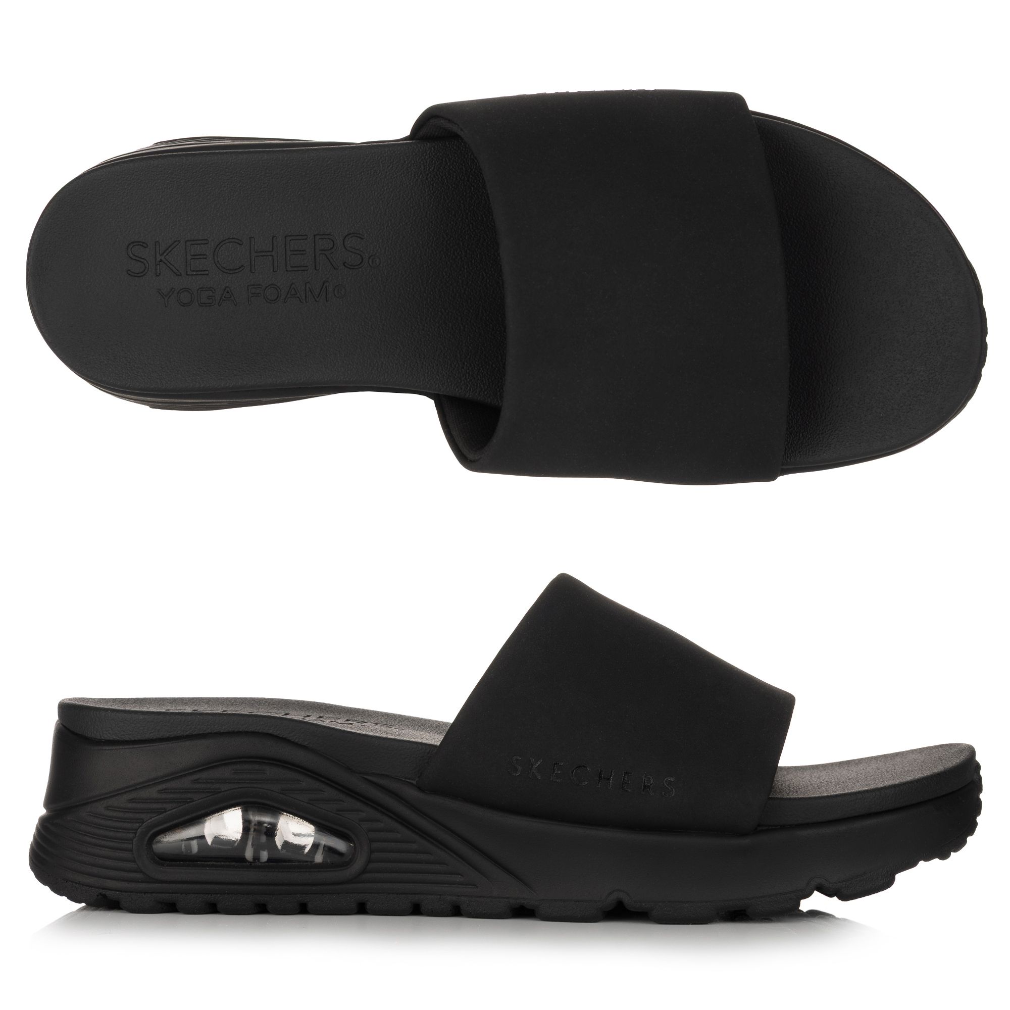 SKECHERS Damen-Pantolette Uno - Stand Togeth Materialmix Skech-Air® Sohle