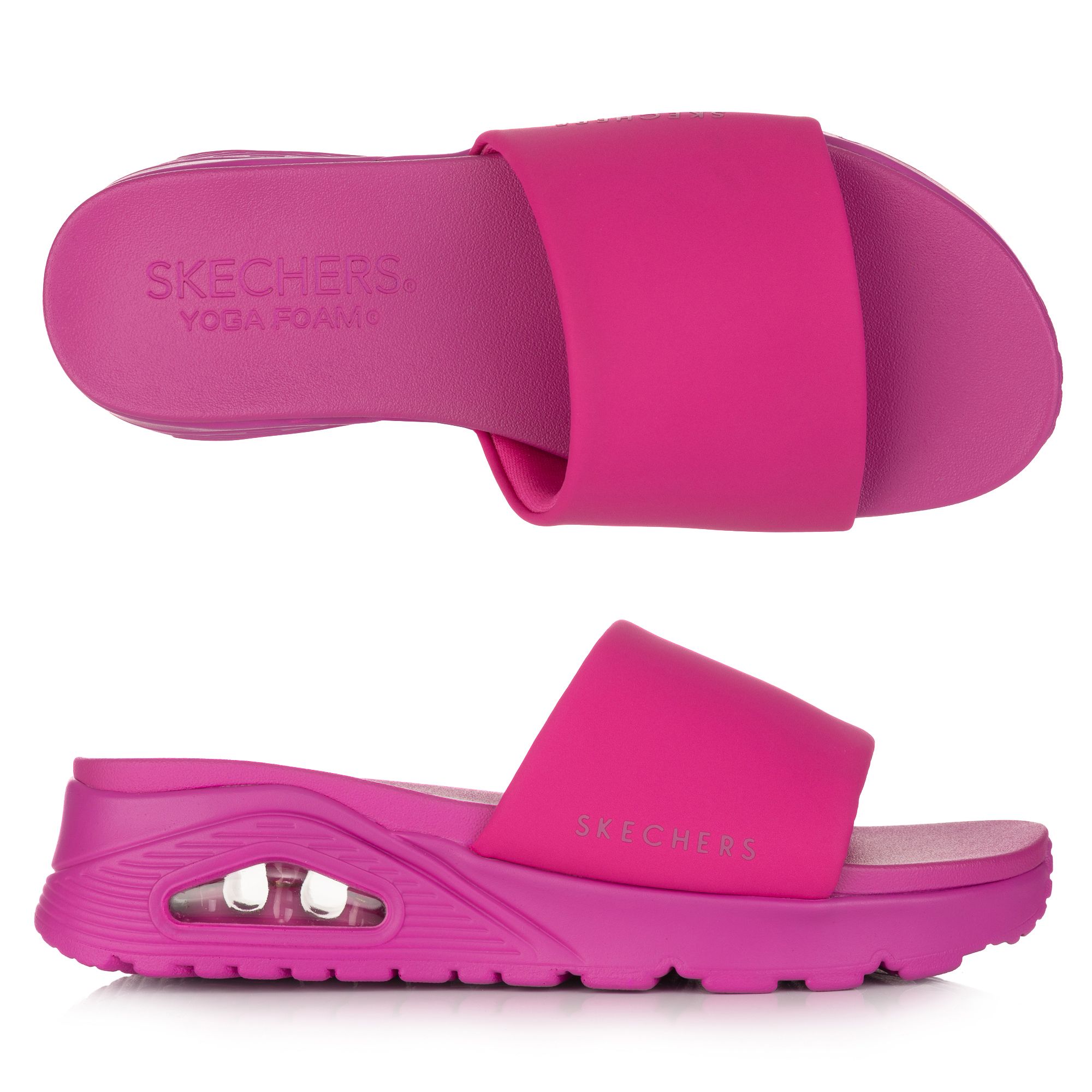 SKECHERS Damen-Pantolette Uno - Stand Togeth Materialmix Skech-Air® Sohle
