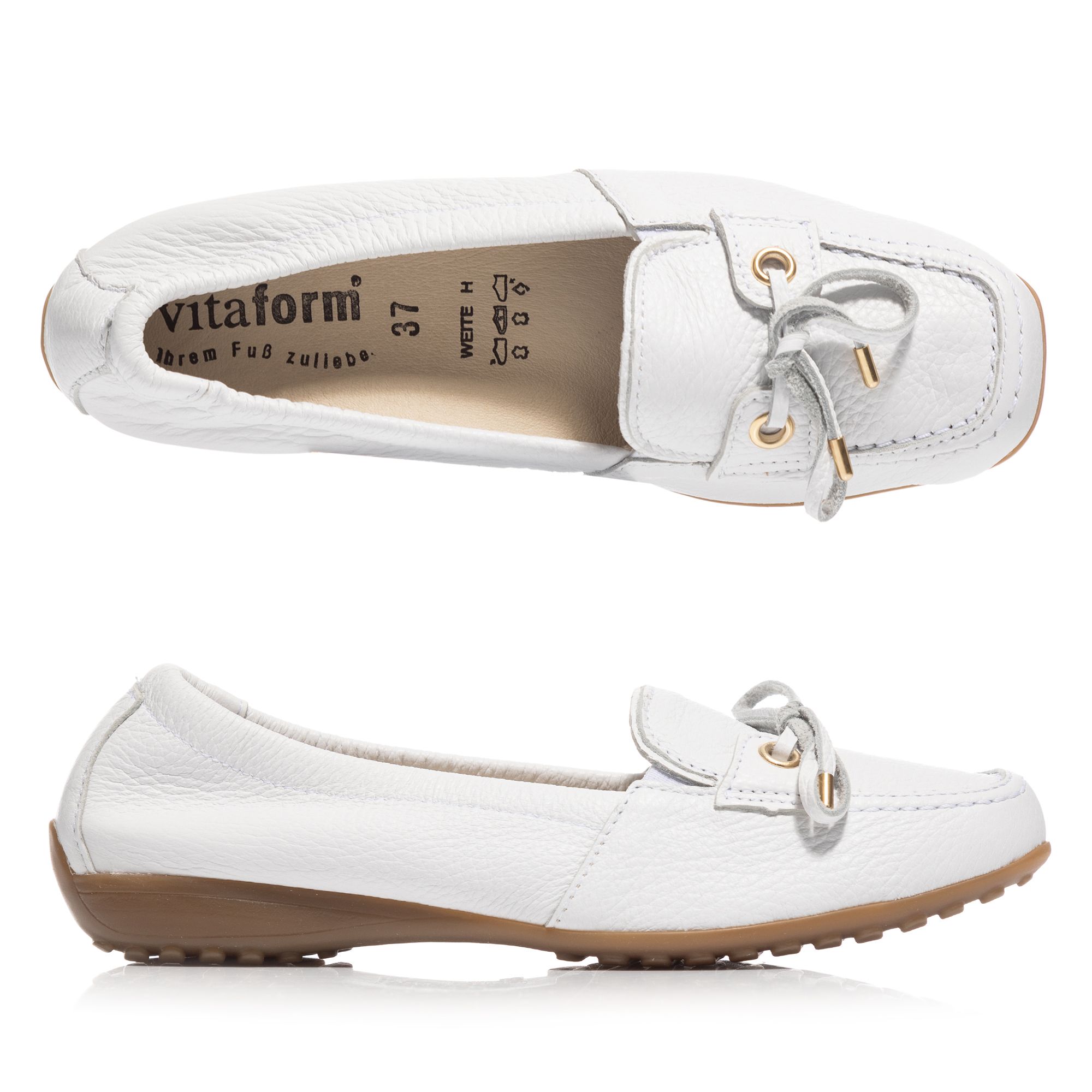 VITAFORM Damen-Mokassin Hirschleder Bootschuh-Optik Sohle Hanne