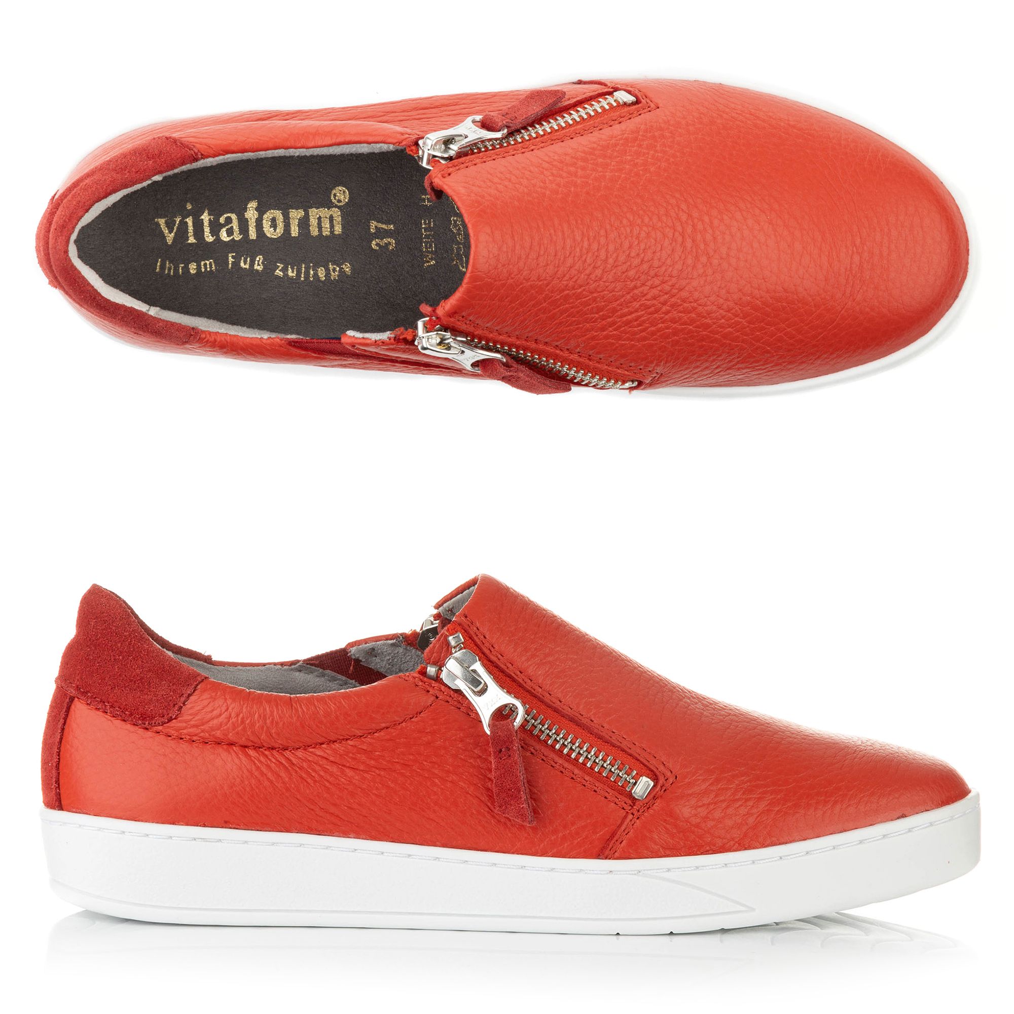 VITAFORM Damen-Sneaker Hirschleder 2 Reißverschlüsse Sohle Stella