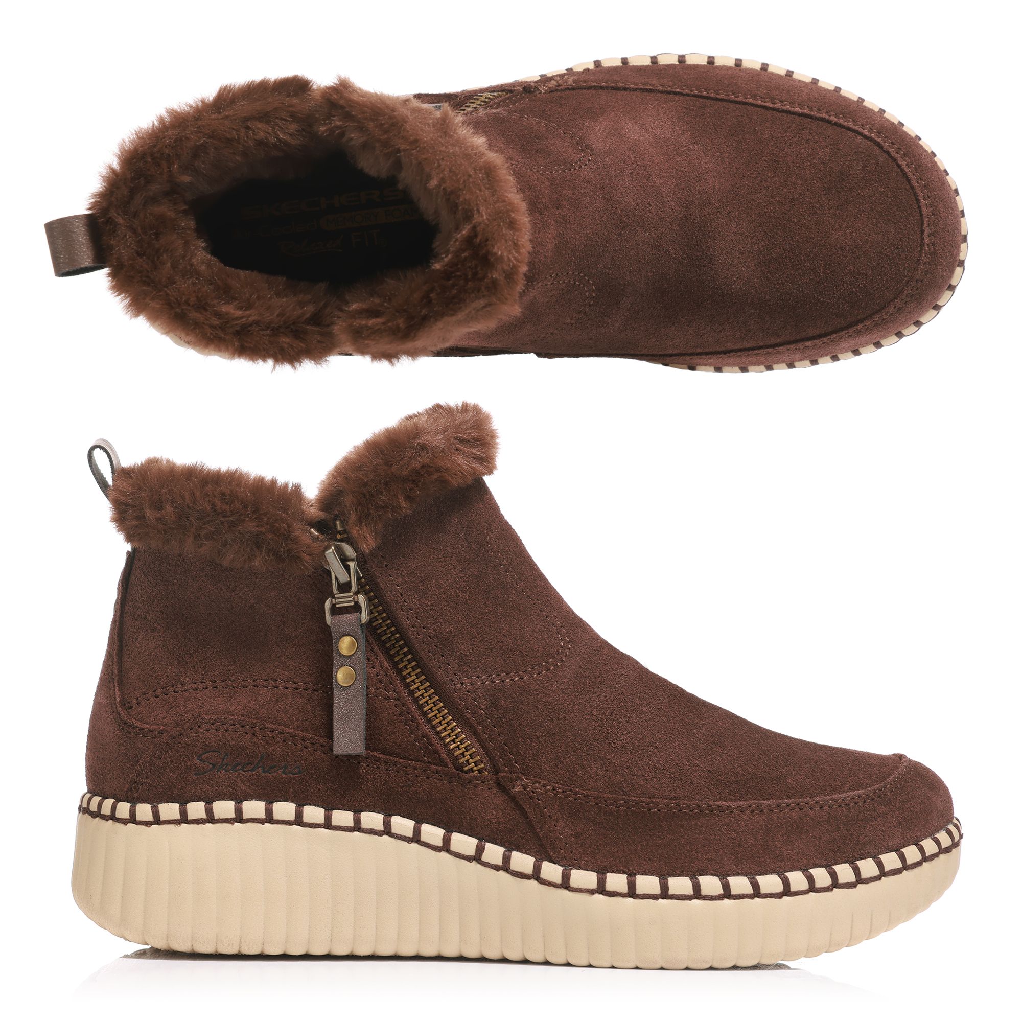 SKECHERS Damen-Stiefelette Modern Winter Wildleder gefüttert