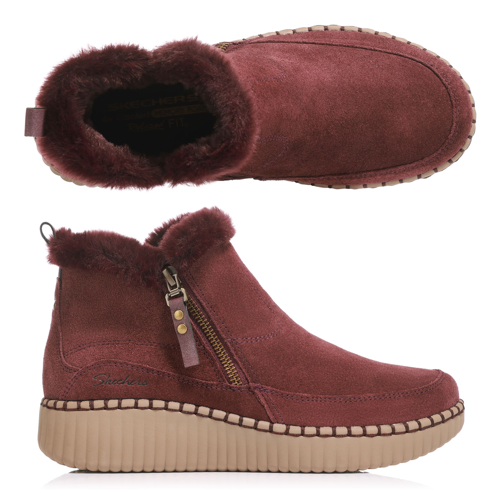 SKECHERS Damen-Stiefelette Modern Winter Wildleder gefüttert