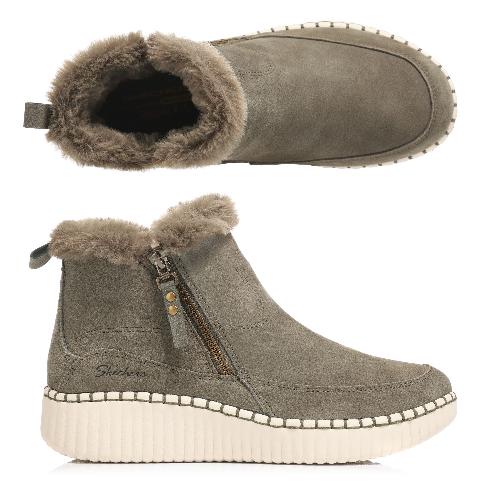 SKECHERS Damen-Stiefelette Modern Winter Wildleder gefüttert