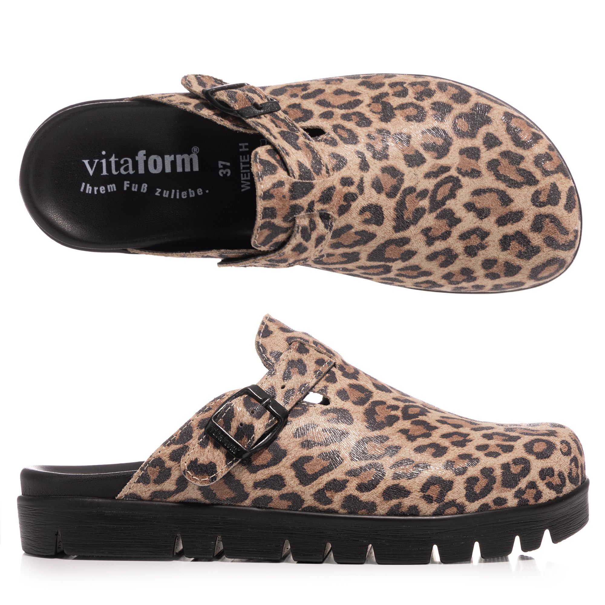 VITAFORM Damen-Clog Verloursleder bezogenes Fußbett Sohle Lara