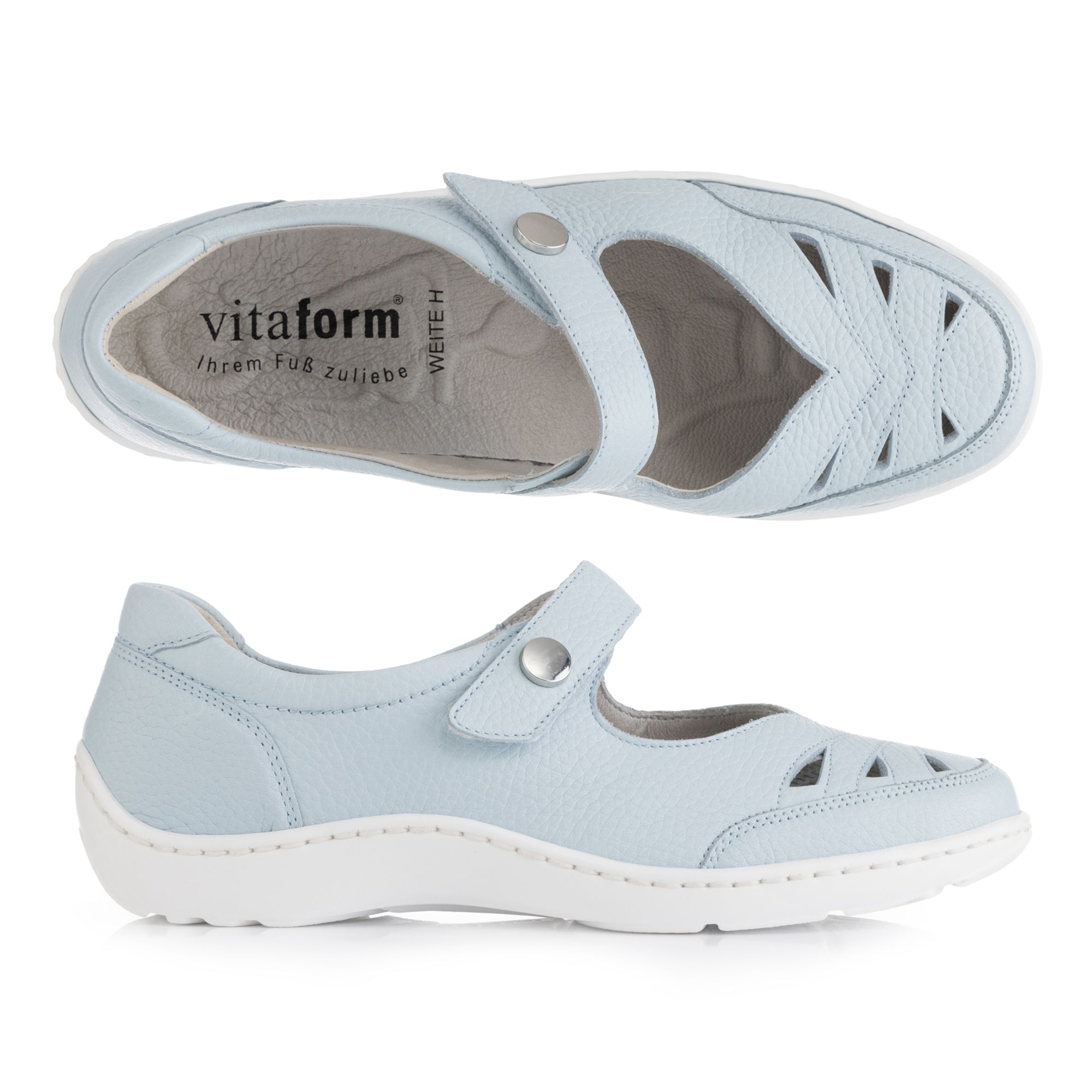 VITAFORM Damen-Mary-Jane Nappaleder Klettverschluss Handnahtsohle