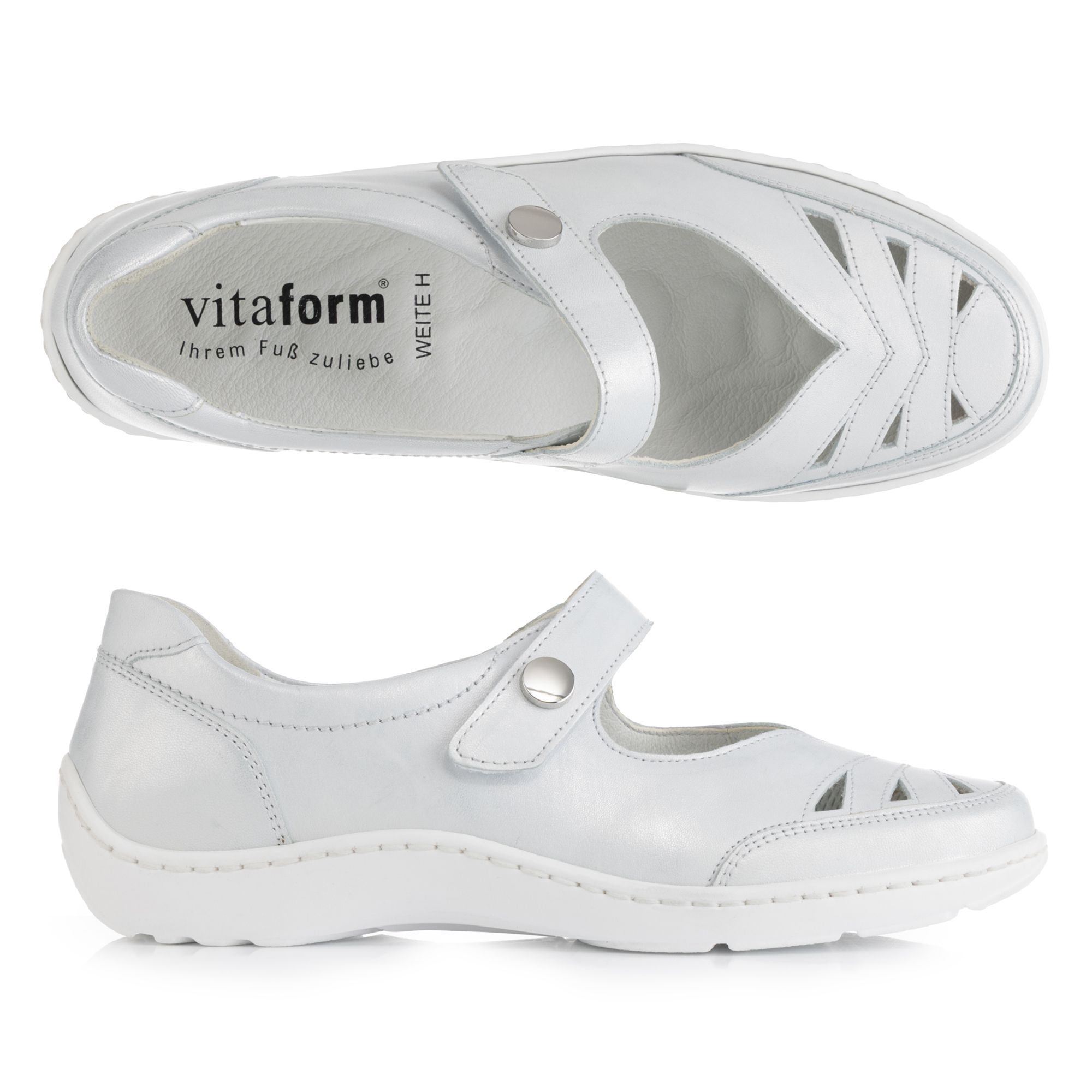 VITAFORM Damen-Mary-Jane Nappaleder Klettverschluss Handnahtsohle