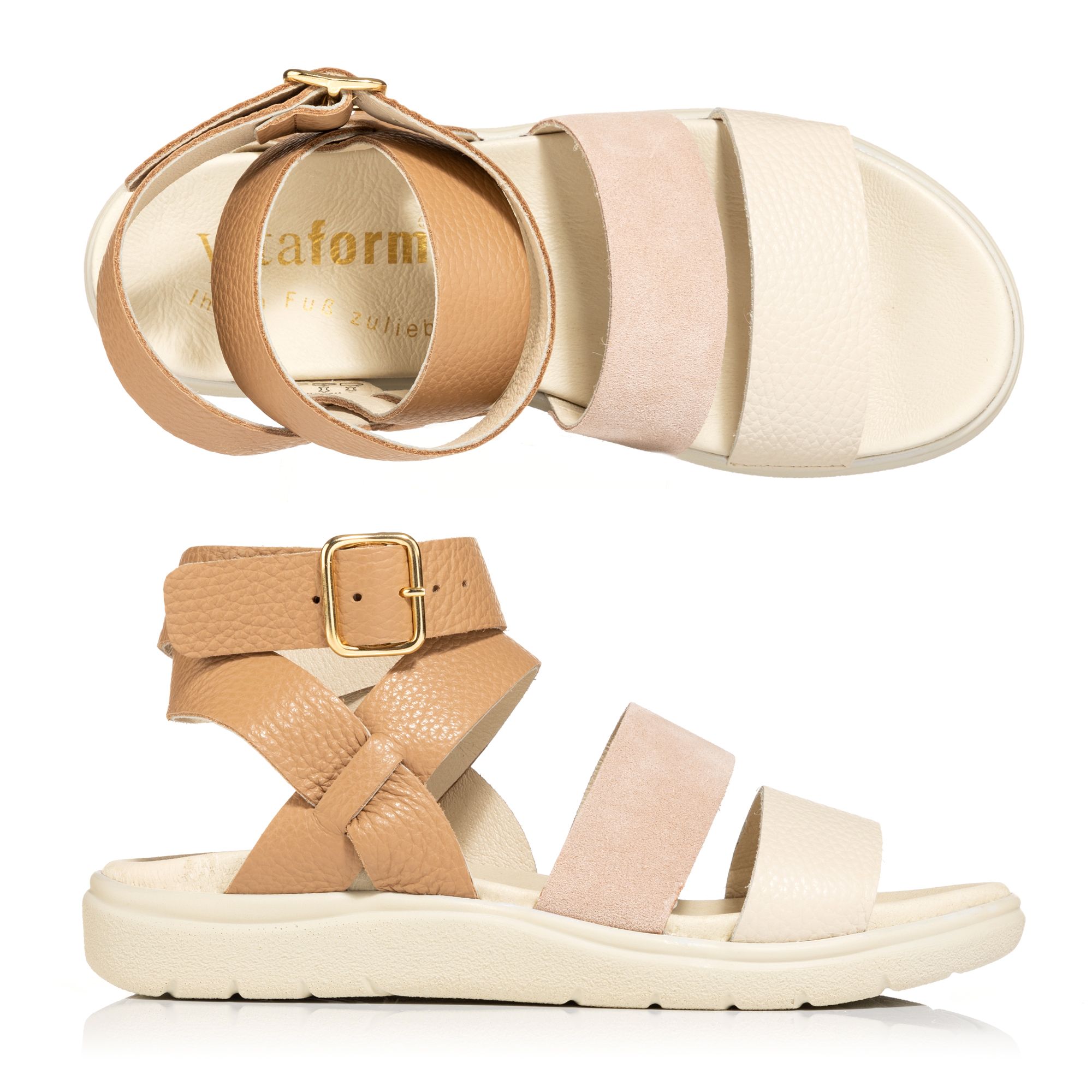 VITAFORM Damen-Sandalette Nappaleder & Veloursleder Sohle Linn