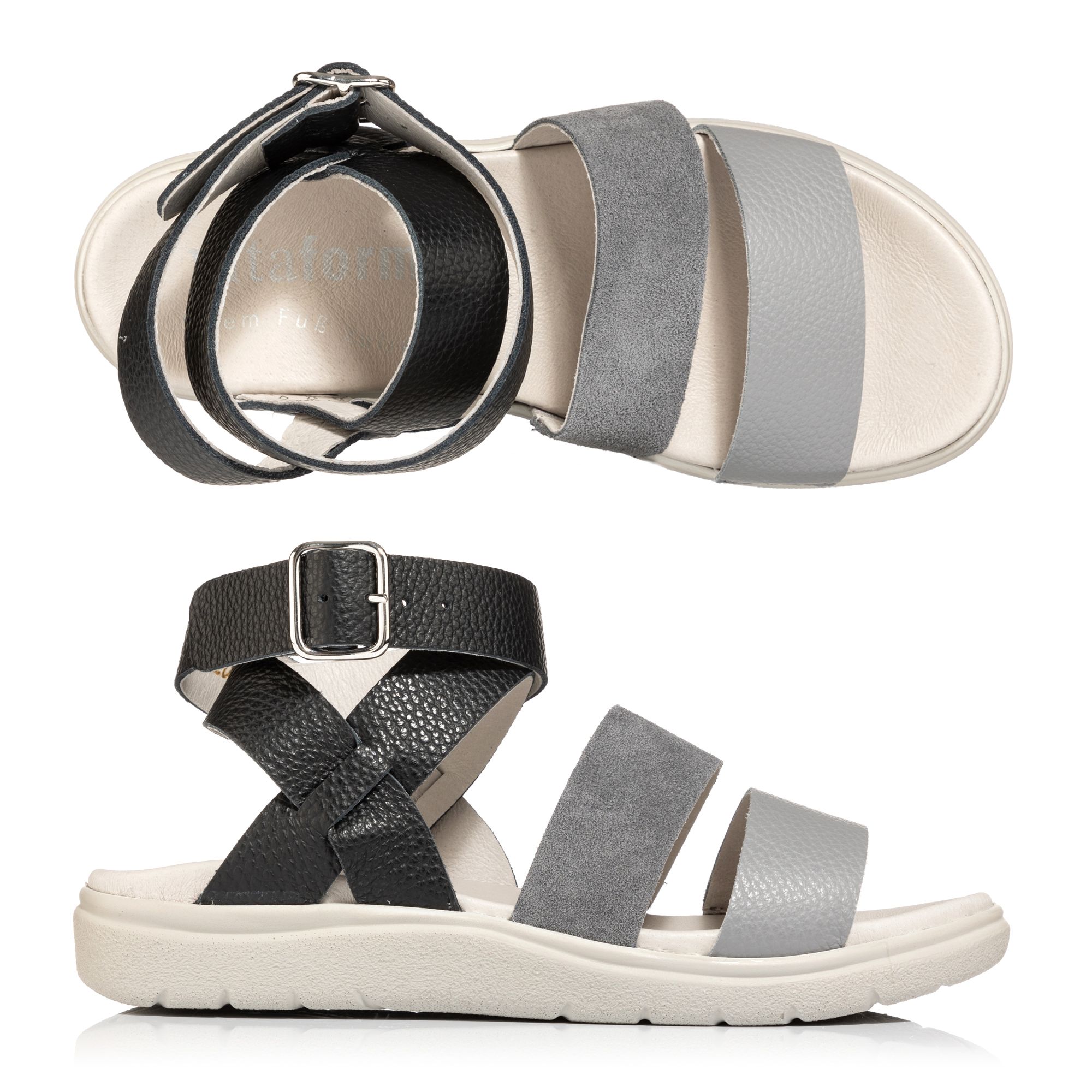 VITAFORM Damen-Sandalette Nappaleder & Veloursleder Sohle Linn