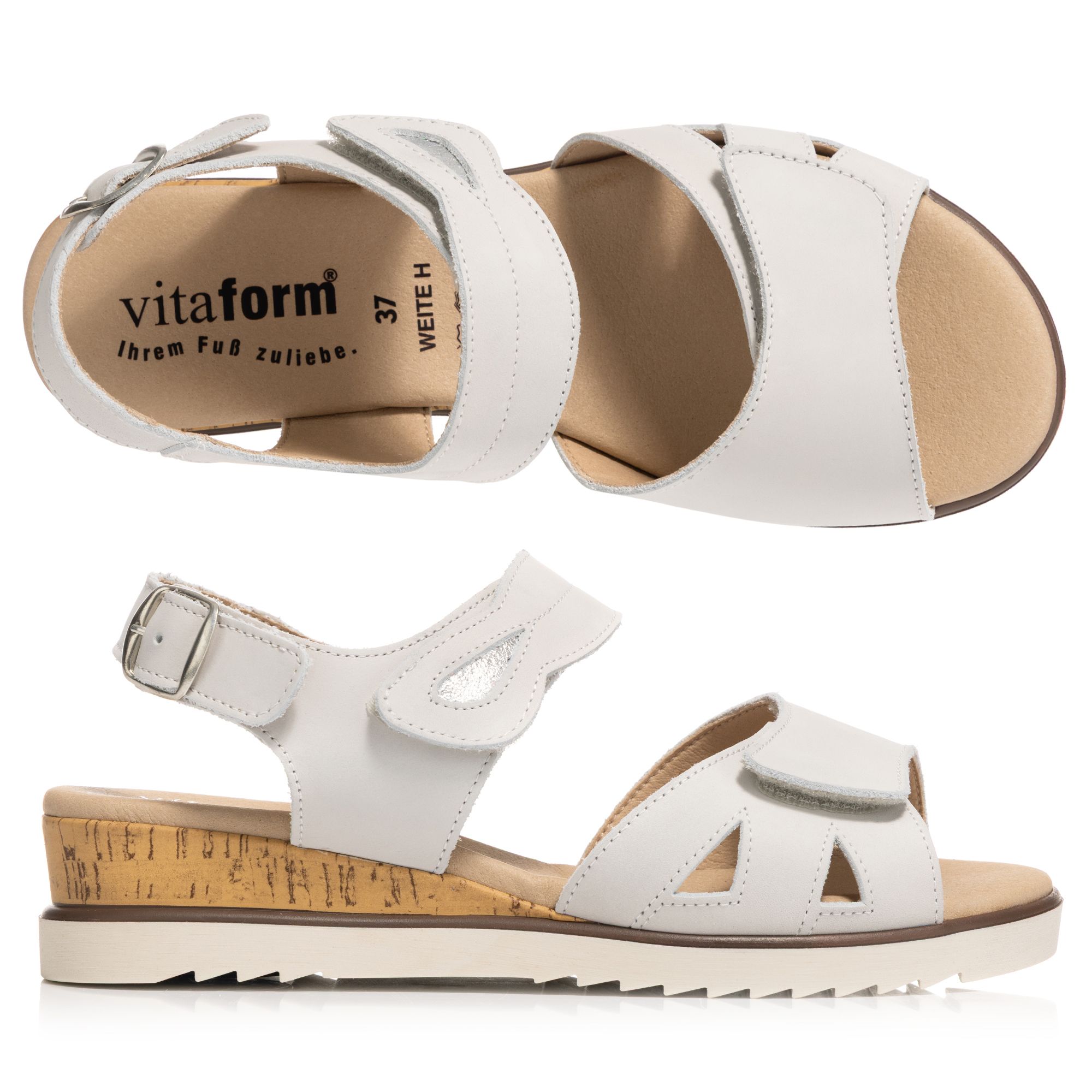 VITAFORM Damen-Sandalette Softnubukleder Klettverschluss Sohle Chloe