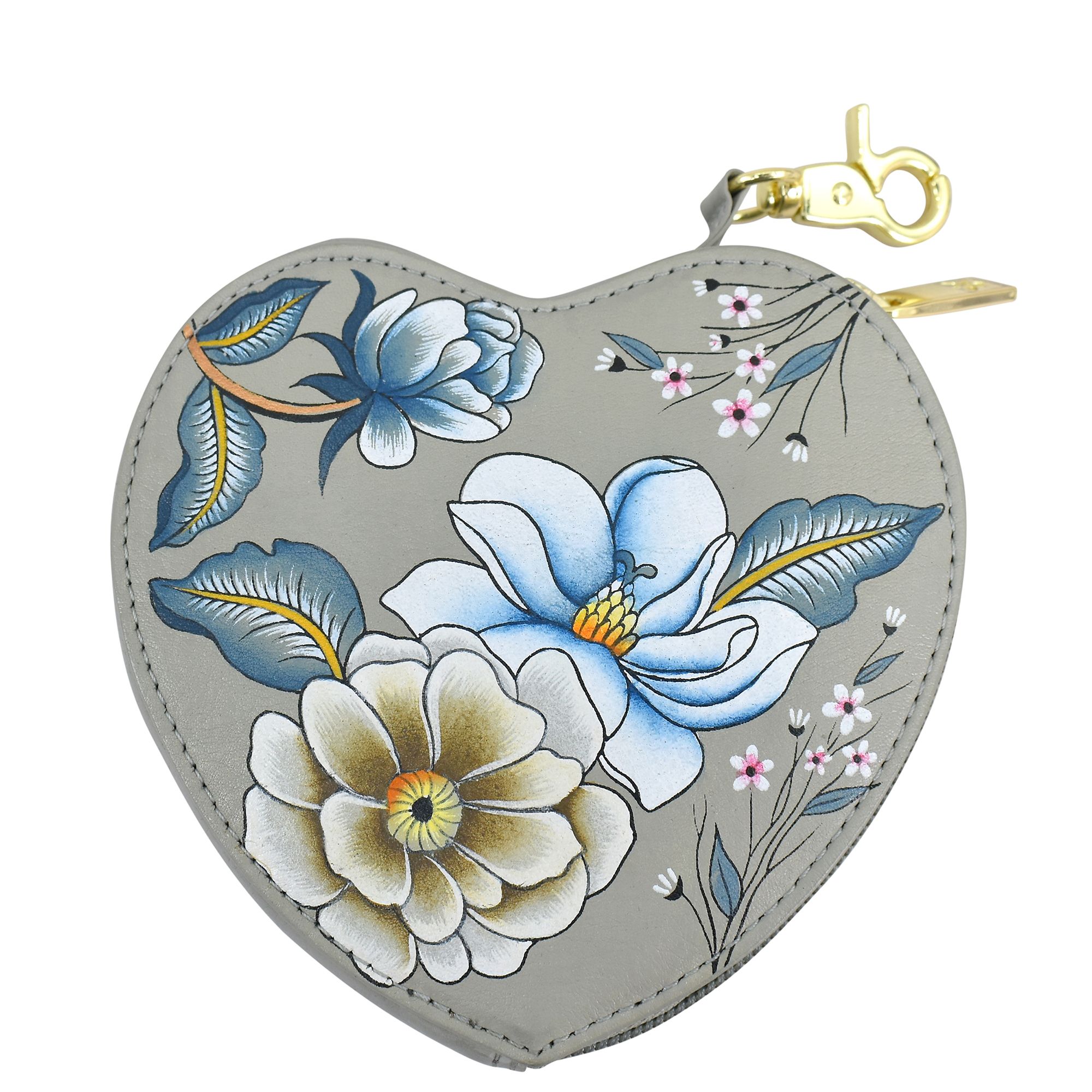 ANUSCHKA® Schlüsselanhänger echt Leder Herzform handbemalt
