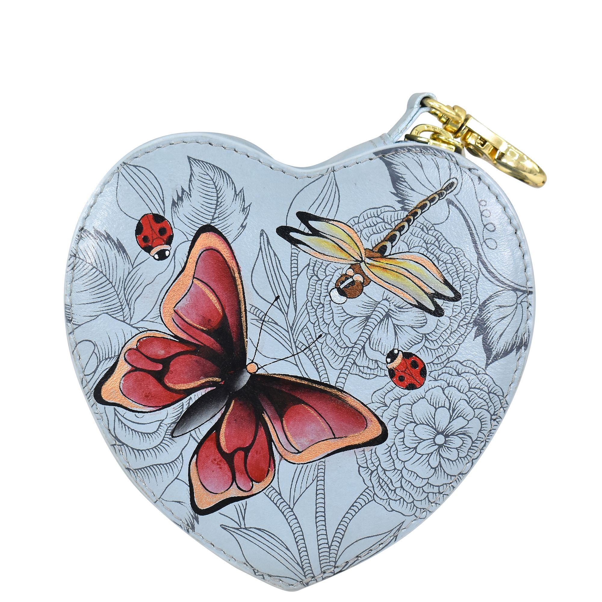 ANUSCHKA® Schlüsselanhänger echt Leder Herzform handbemalt