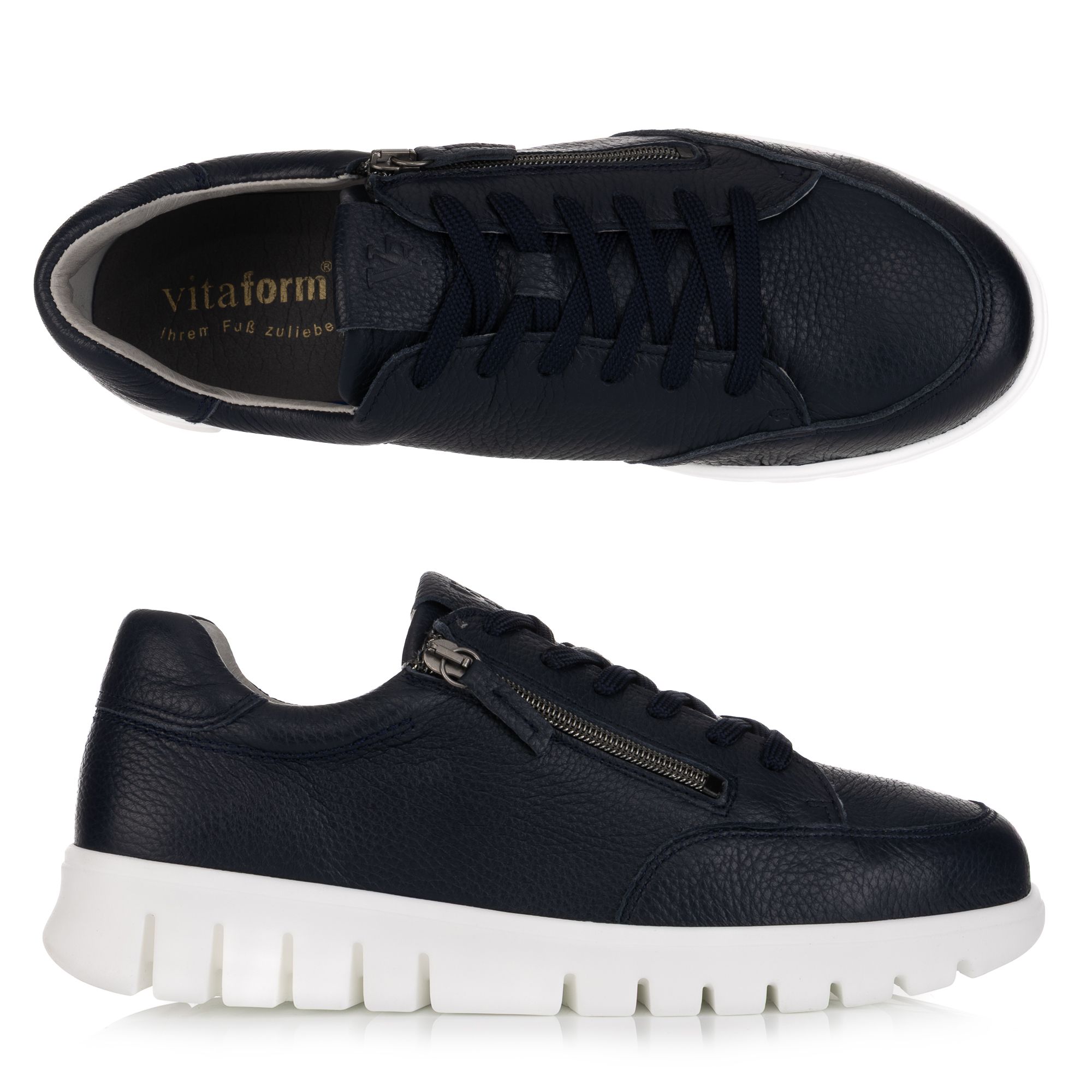 VITAFORM Herren-Sneaker Hirschleder Reißverschluss flexible Laufsohle
