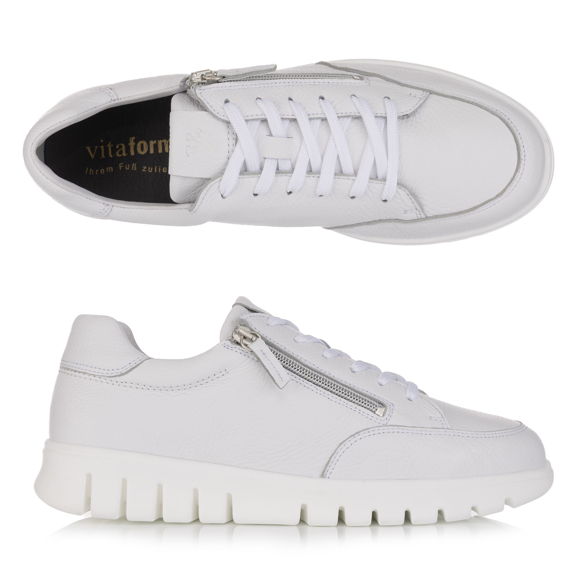 VITAFORM Herren-Sneaker Hirschleder Reißverschluss flexible Laufsohle
