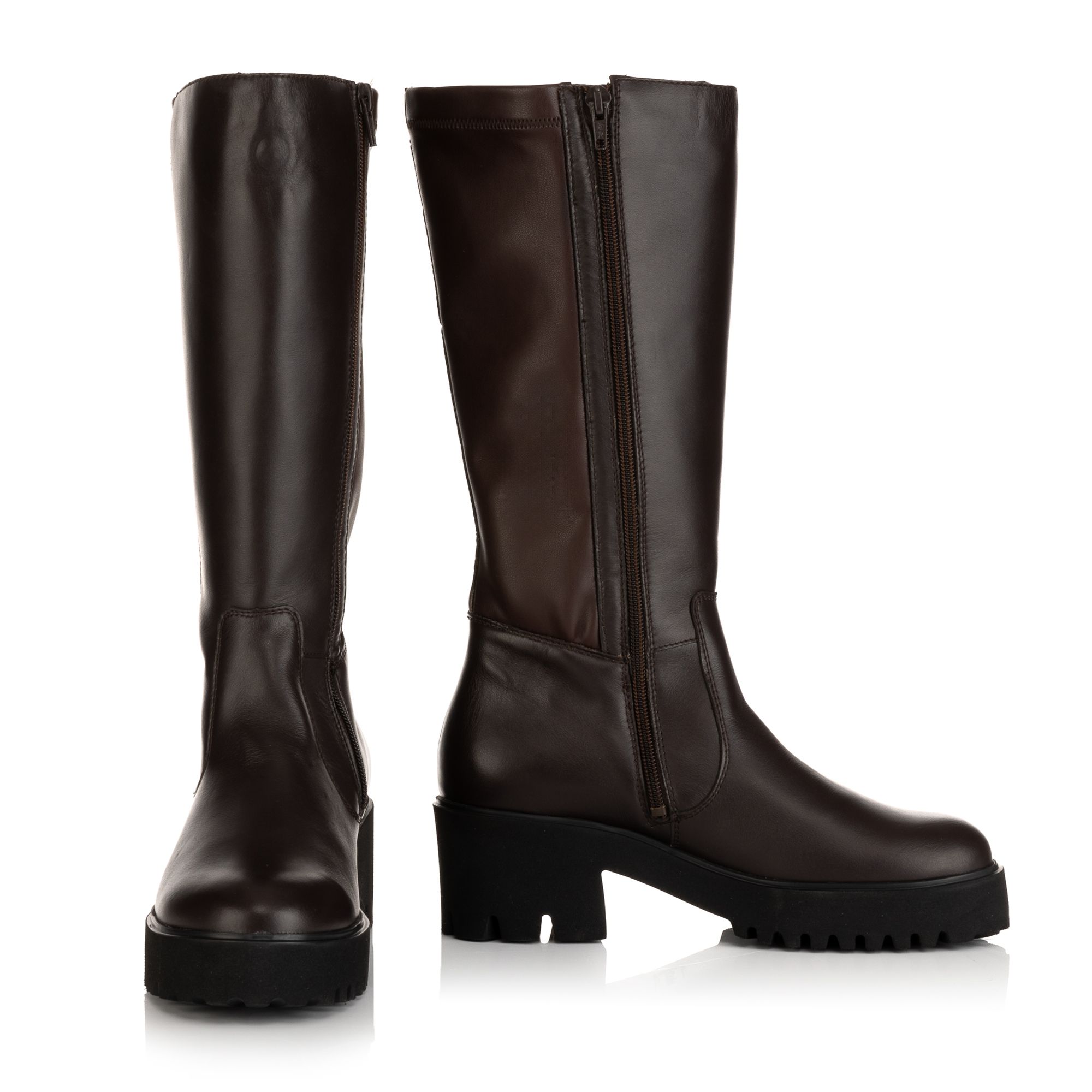 VITAFORM Langschaftstiefel Nappaleder Stretchmaterial Reißverschluss