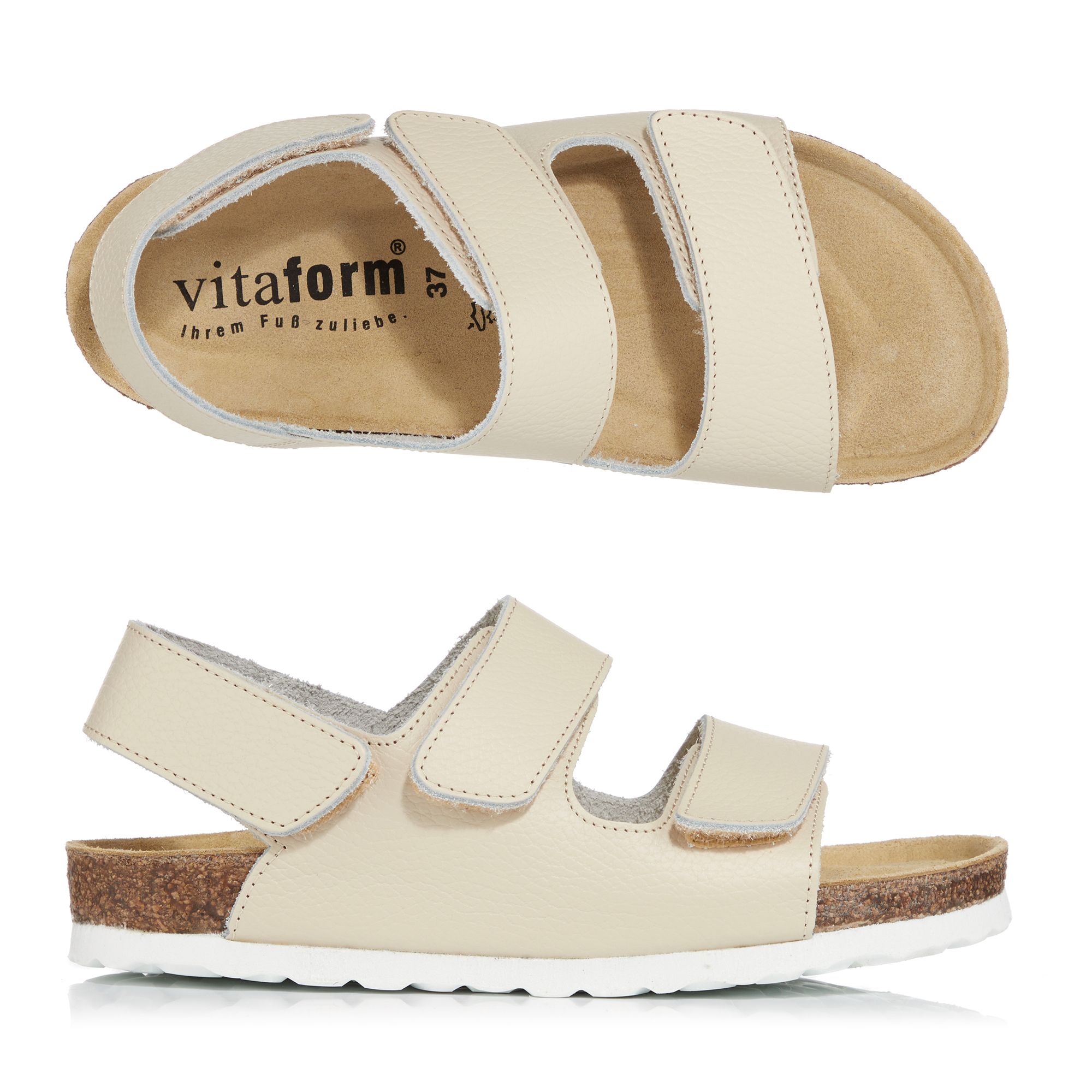 VITAFORM Damen-Sandalette Vollrindleder Klettverschluss Tieffussbettsohle