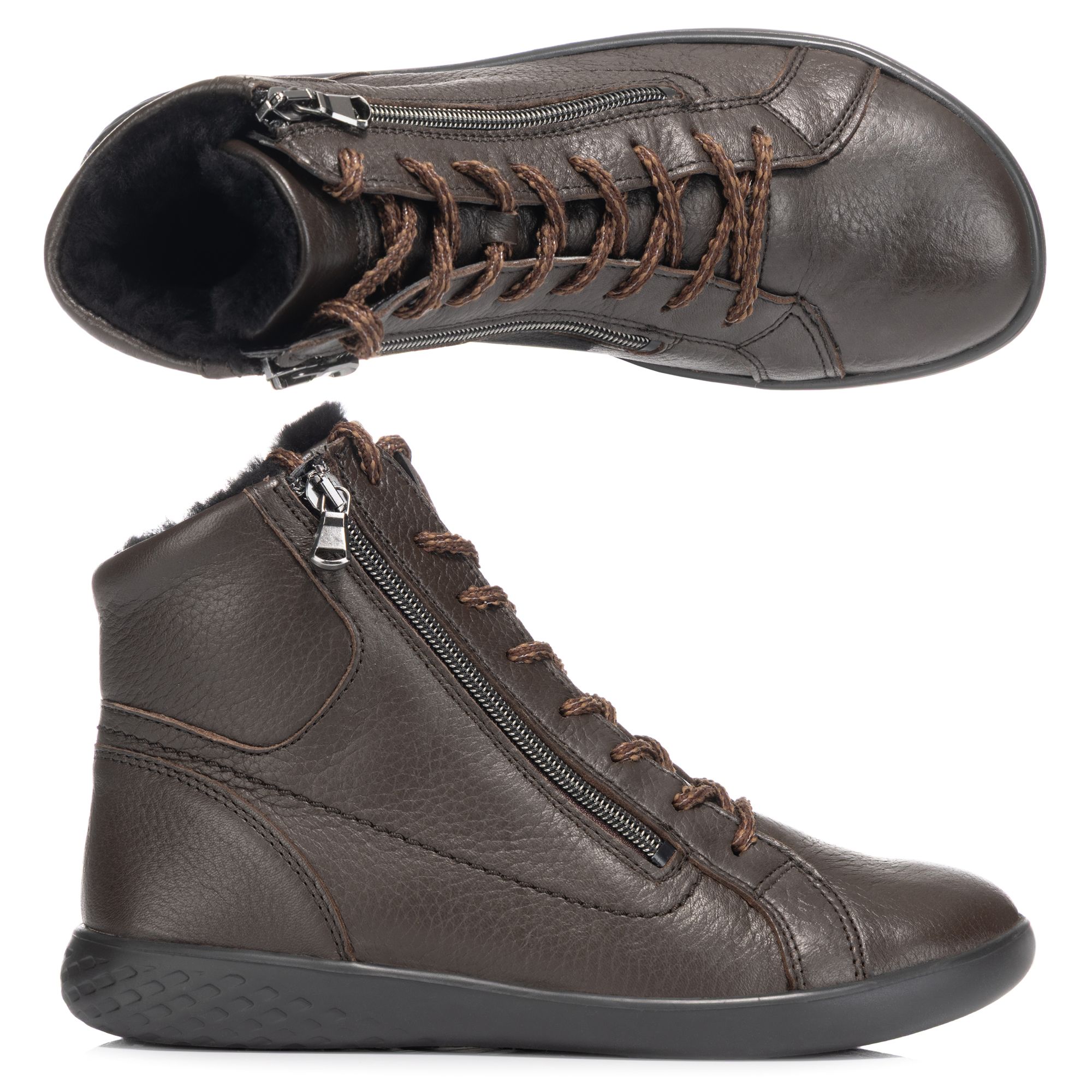 VITAFORM Damen-Stiefelette Hirschleder Lammfell Barfußsohle
