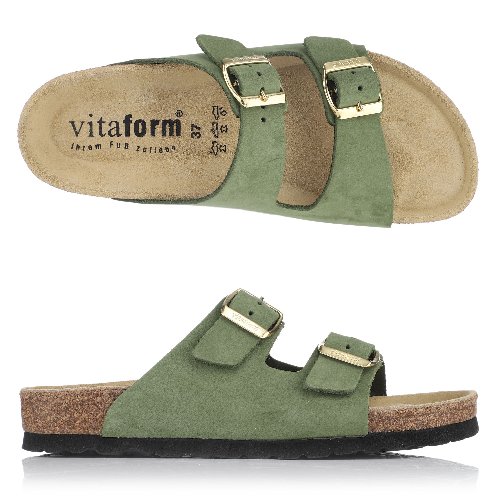 VITAFORM Damen-Pantolette Nubukleder Korkfußbett made in Germany