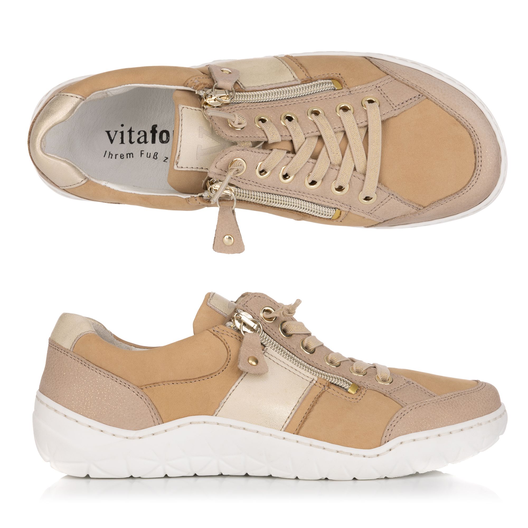 VITAFORM Damen-Sneaker Nubuk-/Softnappaleder Reißverschluss Extraweit