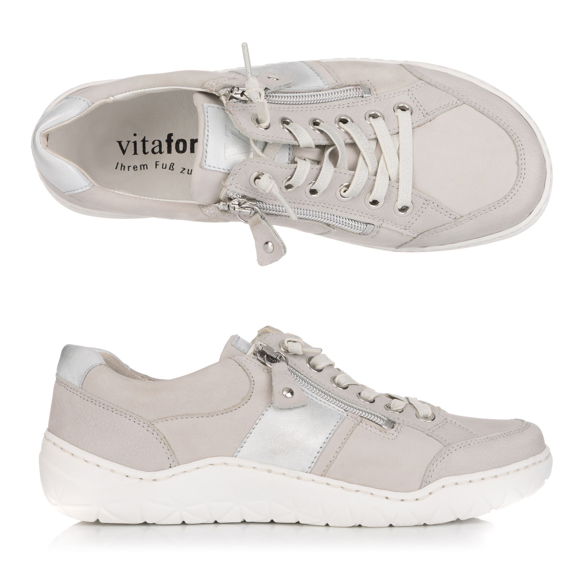 VITAFORM Damen-Sneaker Nubuk-/Softnappaleder Reißverschluss Extraweit