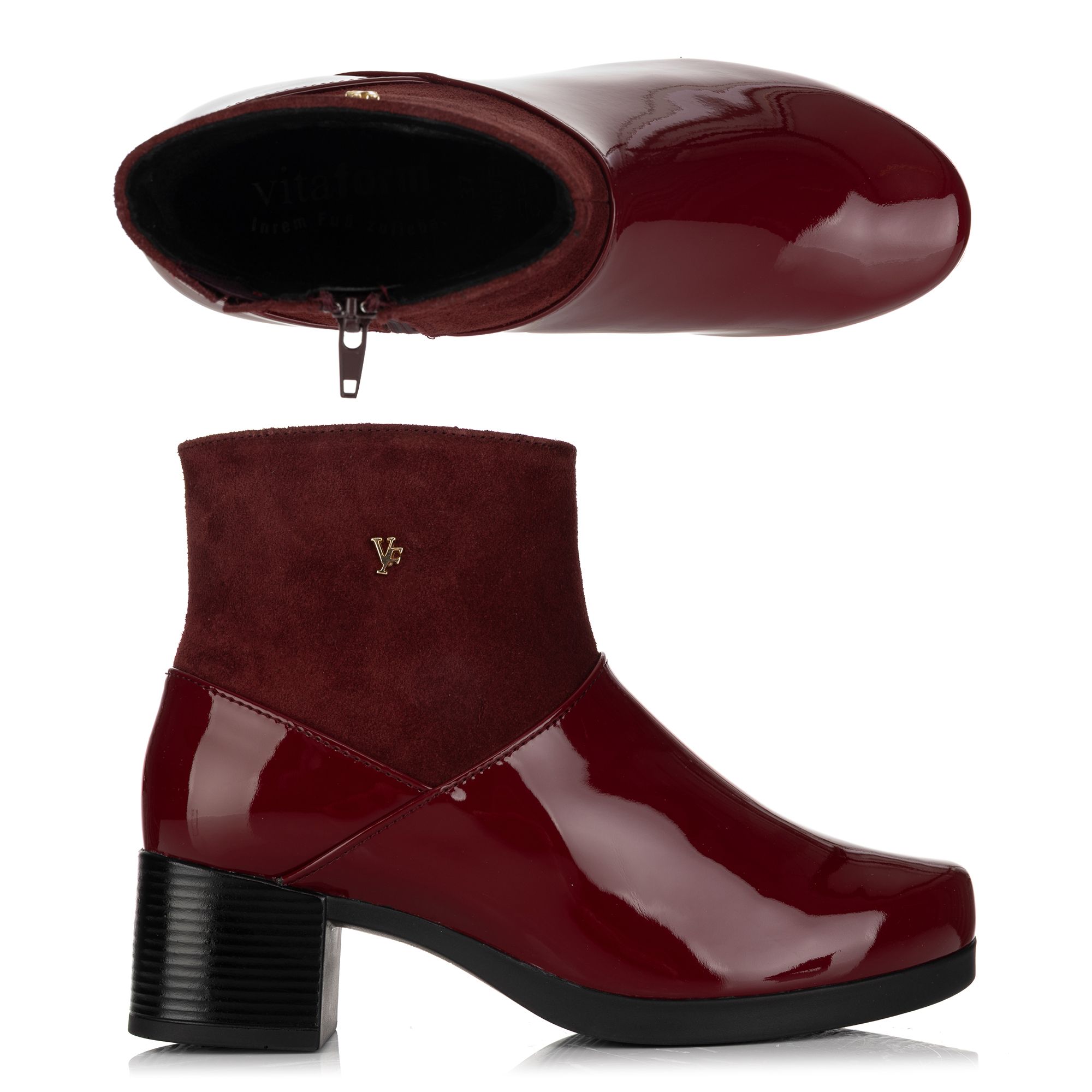 VITAFORM Damen-Stiefelette Lackleder Samtziegenleder Sohle Luisa