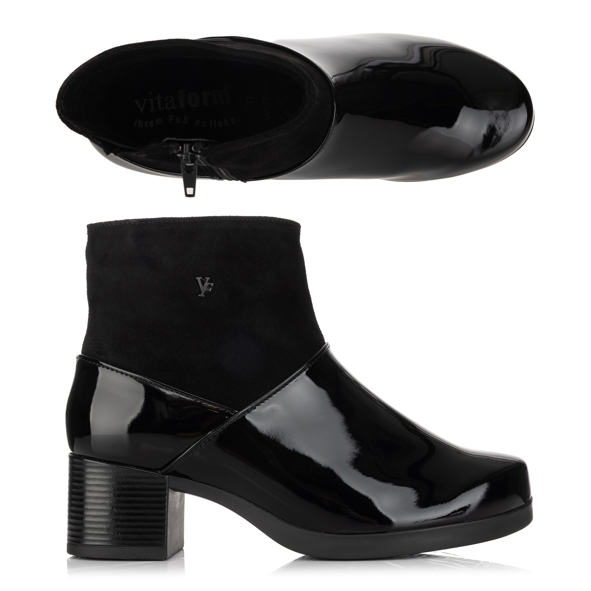 VITAFORM Damen-Stiefelette Lackleder Samtziegenleder Sohle Luisa