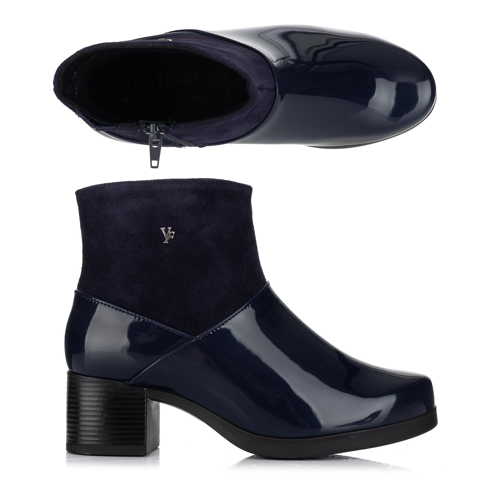 VITAFORM Damen-Stiefelette Lackleder Samtziegenleder Sohle Luisa