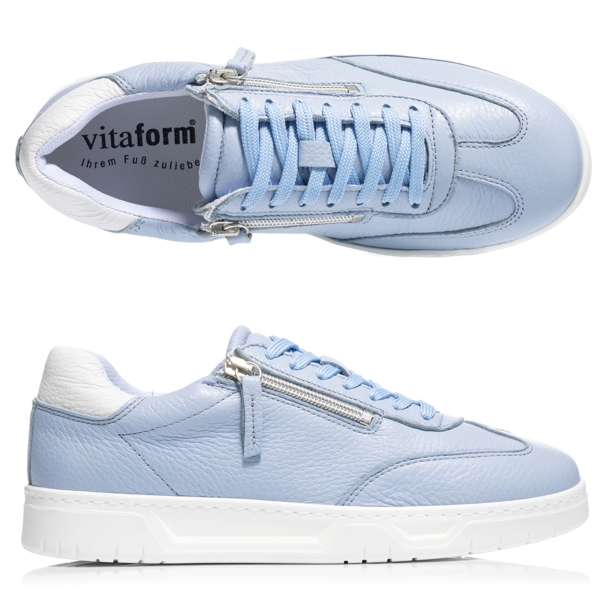 VITAFORM Damen- Sneaker Hirschleder 2 Reißverschlüsse Sohle Marla