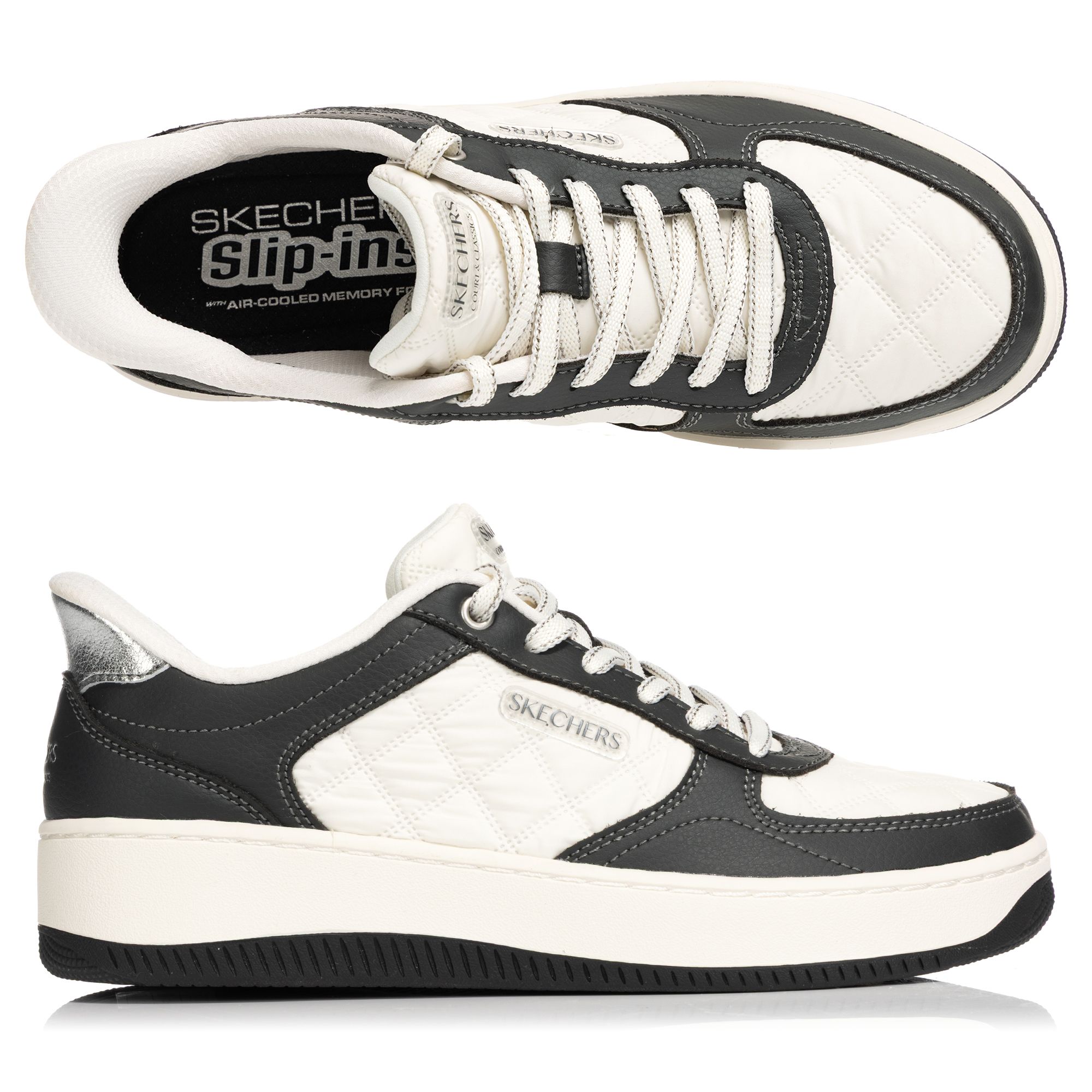 SKECHERS Damen-Sneaker Sport Court Daily Jou Materialmix Hands Free Slip-Ins®