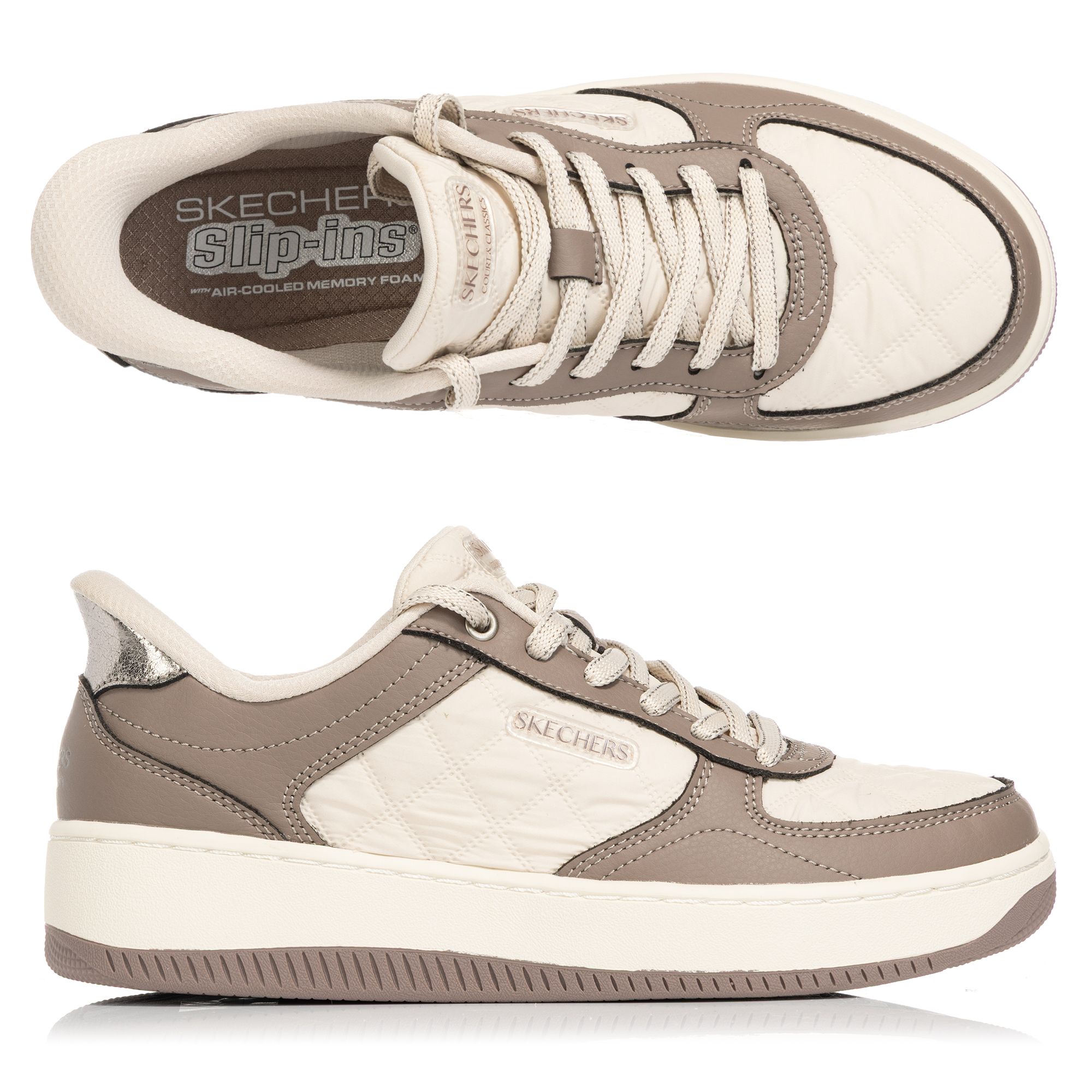 SKECHERS Damen-Sneaker Sport Court Daily Jou Materialmix Hands Free Slip-Ins®