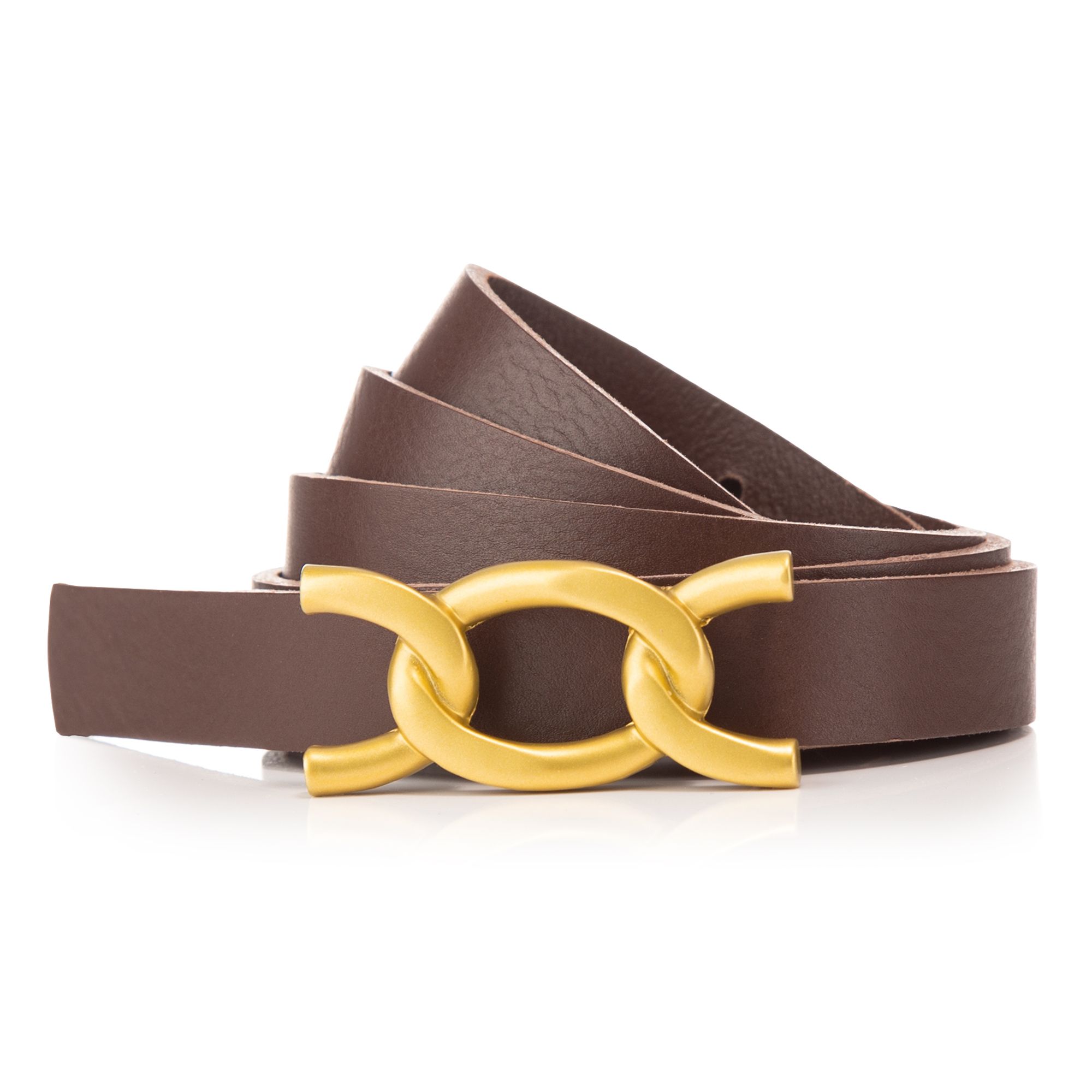 VIA MILANO Gürtel echt Leder goldene Schließe 2cm breit