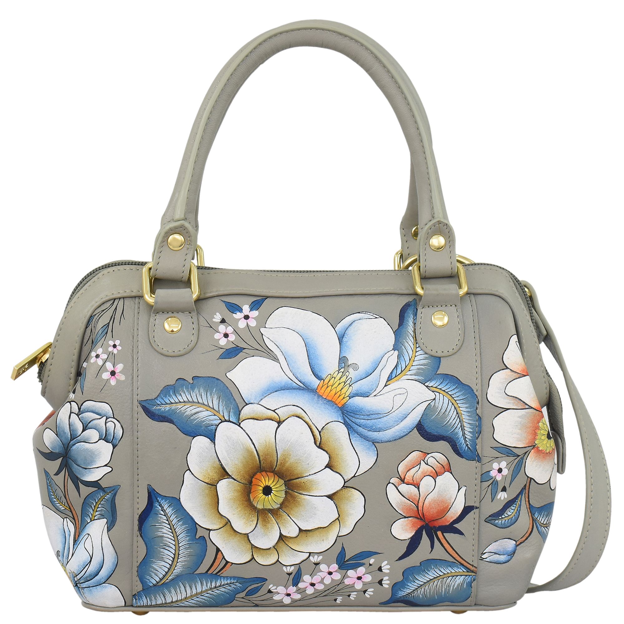 ANUSCHKA® Schultertasche echt Leder Sicherheitsfach handbemalt