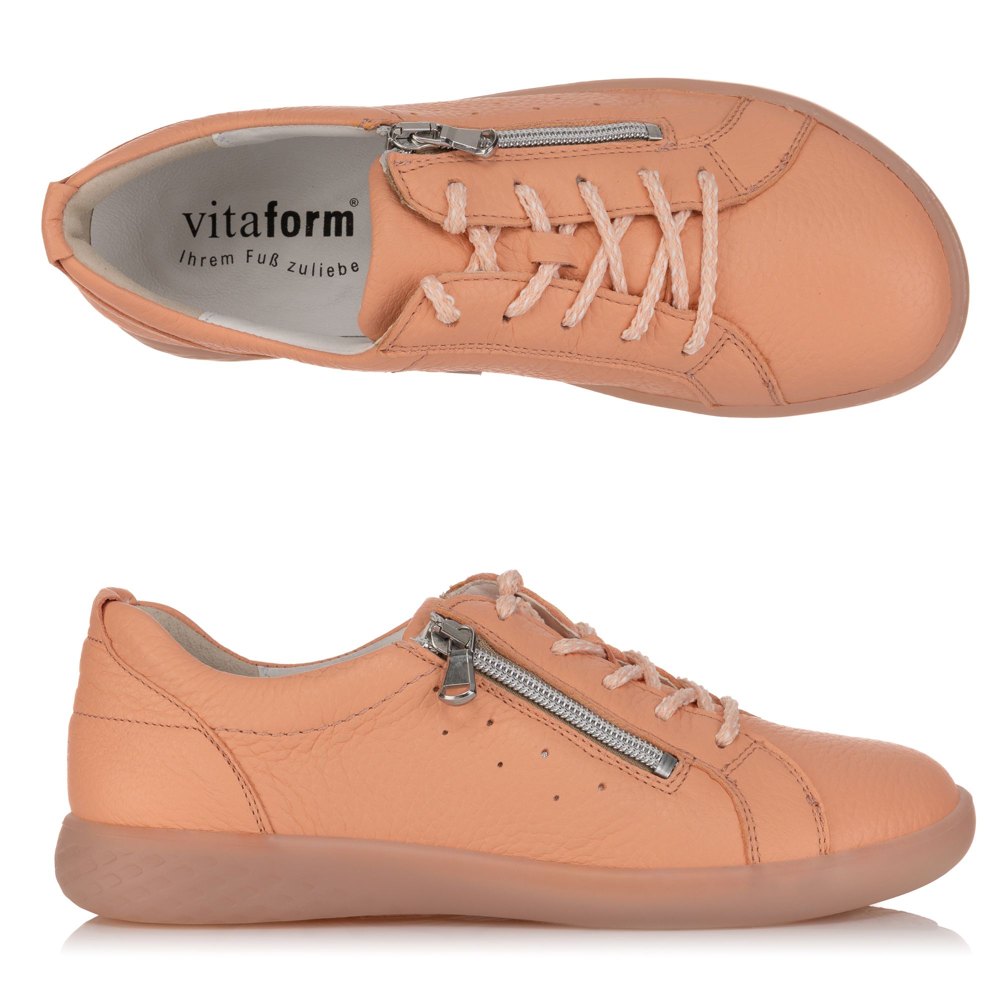 VITAFORM Damen-Sneaker Hirschleder Reißverschluss Barfußsohle
