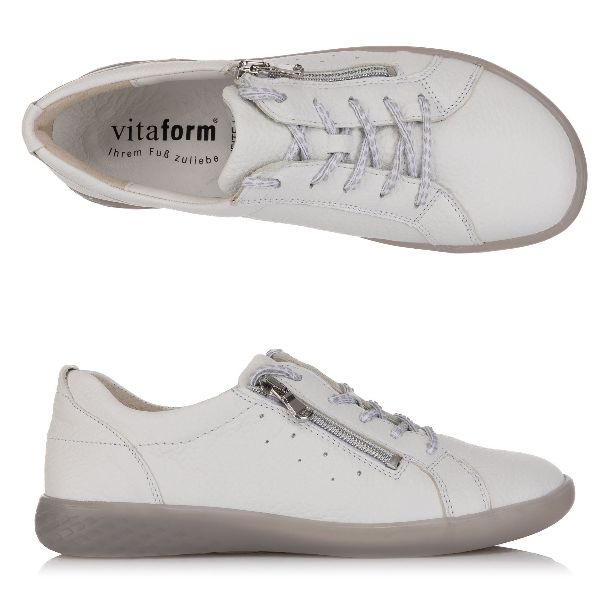 VITAFORM Damen-Sneaker Hirschleder Reißverschluss Barfußsohle
