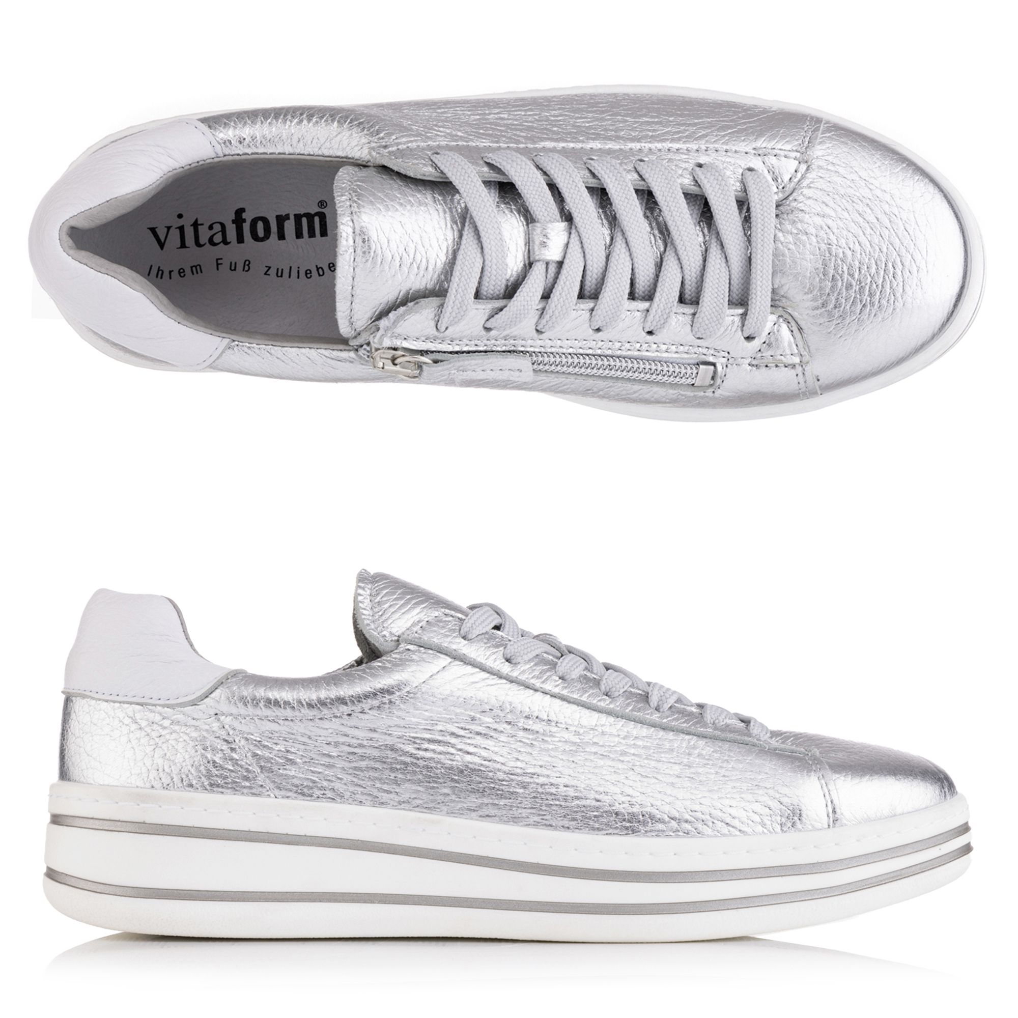 VITAFORM Damen- Sneaker Hirschleder Reißverschluss innen