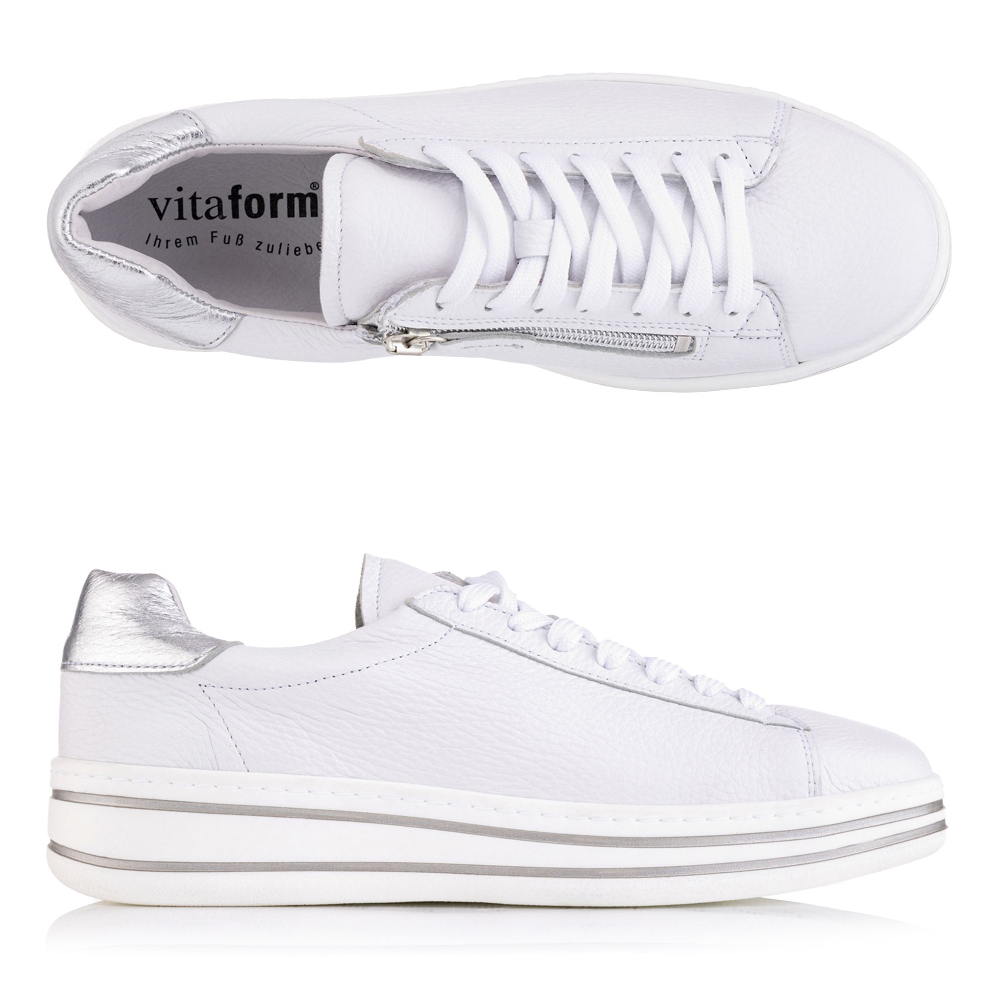 VITAFORM Damen- Sneaker Hirschleder Reißverschluss innen