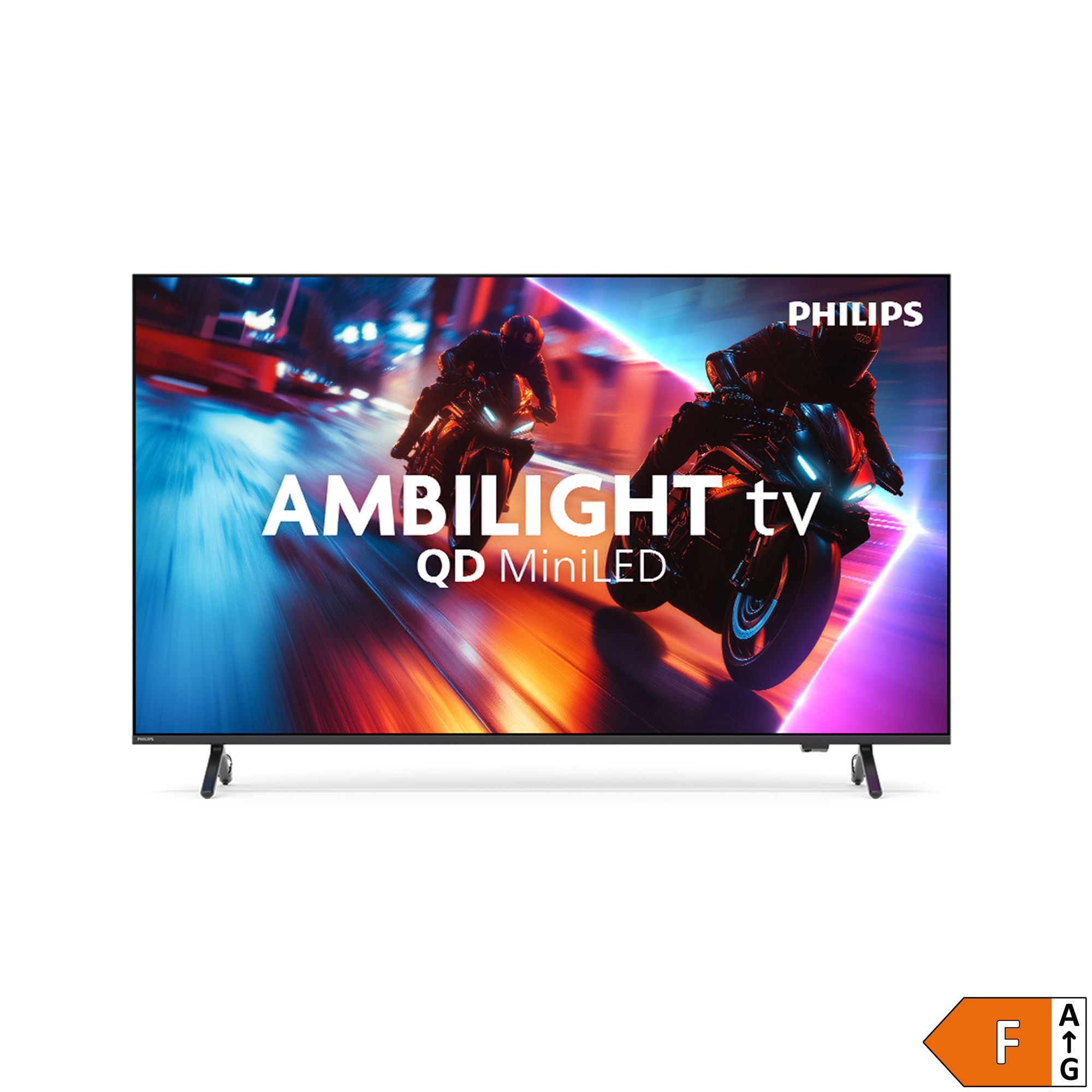 PHILIPS 55"/139cm 4K Mini LED Smart-TV , EEK F 3-seitiges Ambilight Dolby Atmos Sound, Energieeffizienzklasse F