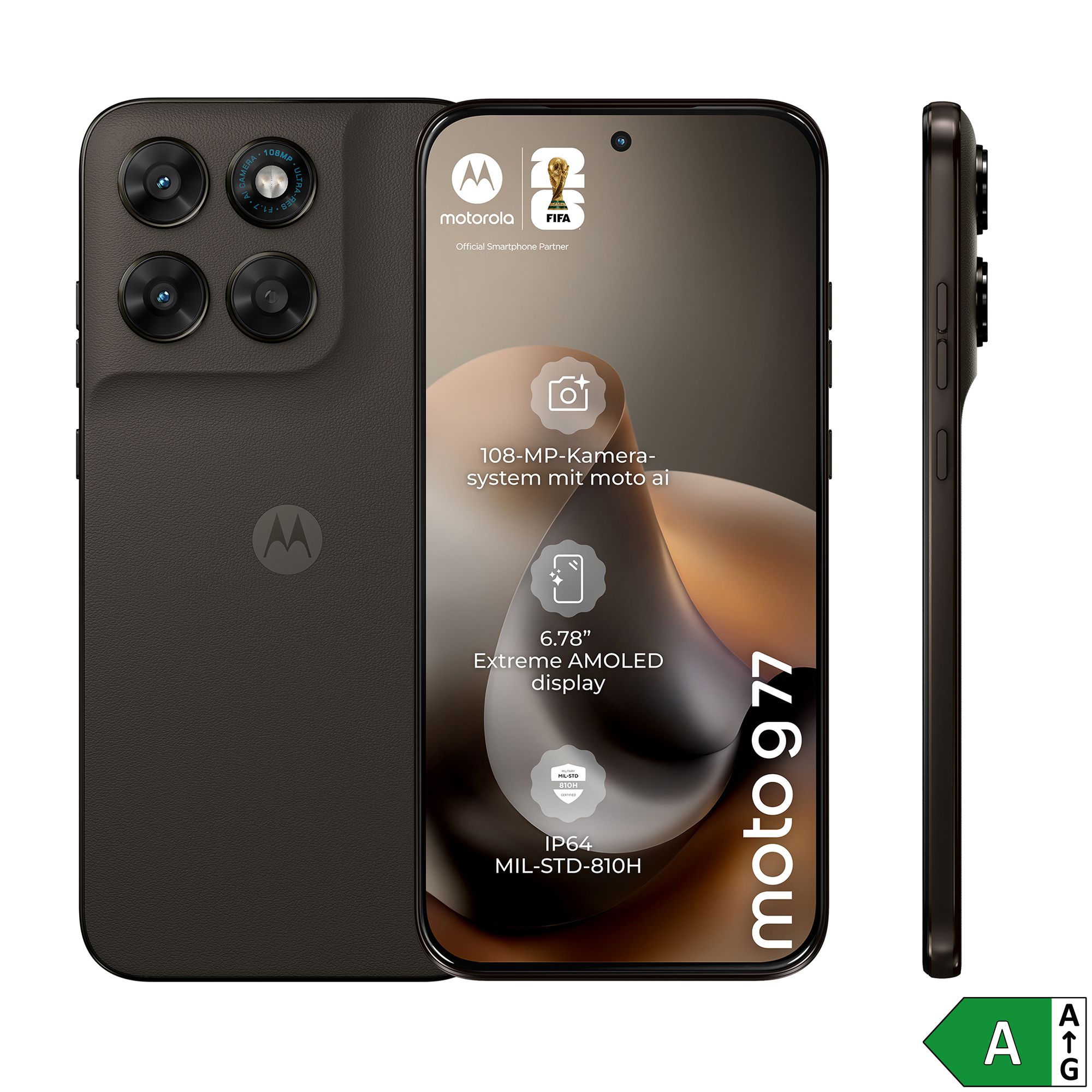 MOTOROLA 6,78"/ 17,22cm OLED moto g77 smartphone 256GB 108MP Android 16, Energieeffizienzklasse A