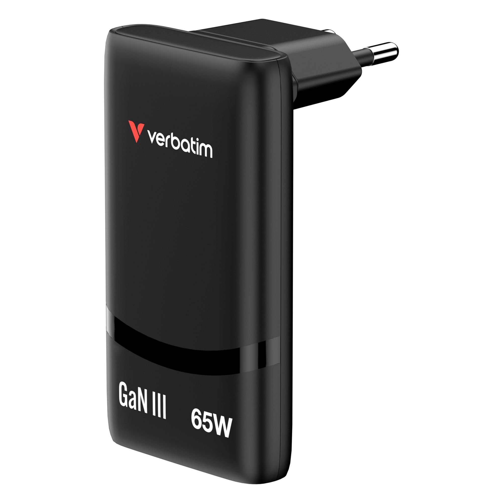VERBATIM Fold 'n' Go GaN EU Wall Charger 65W Kompakt und Faltbar 2x USB-C Anschlüsse