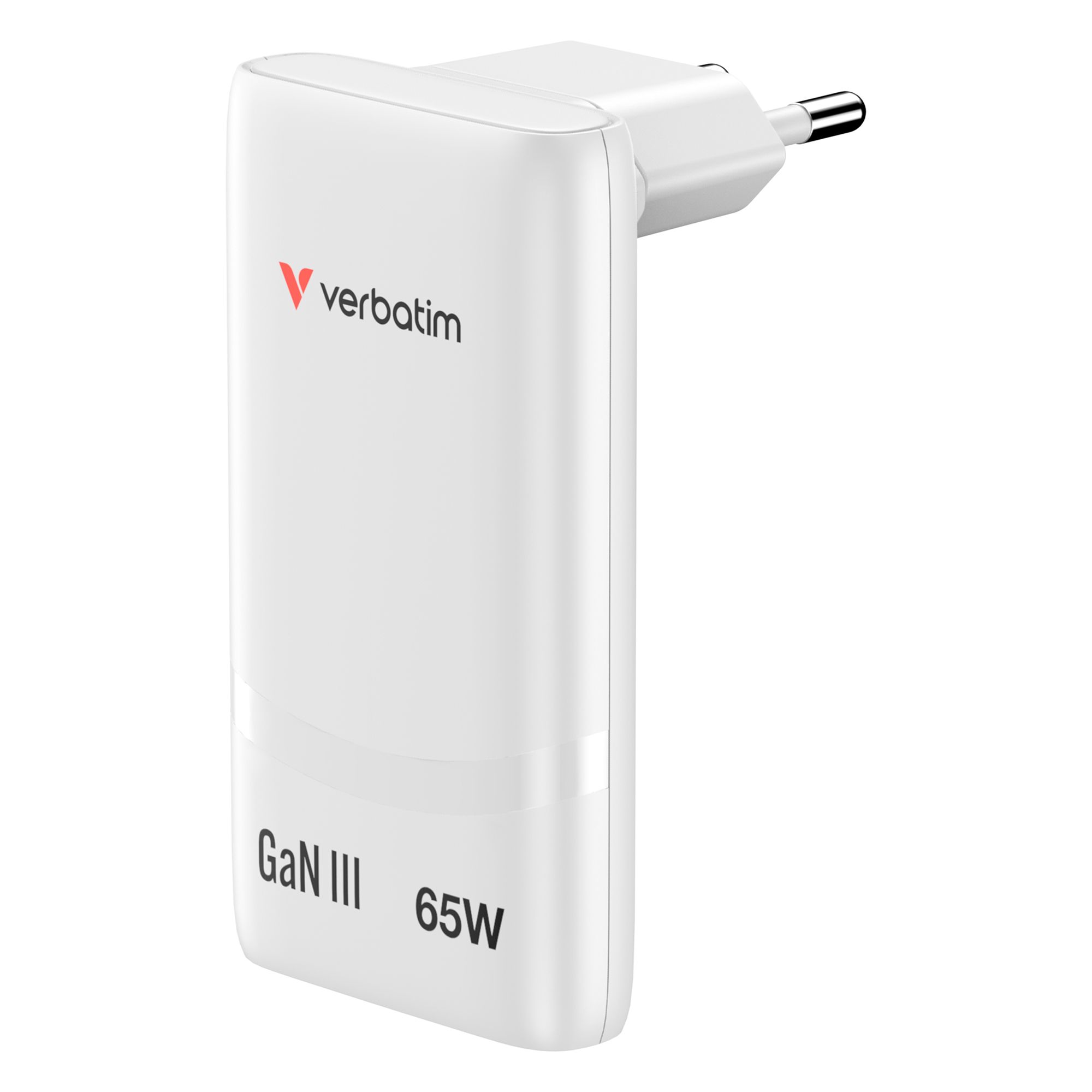 VERBATIM Fold 'n' Go GaN EU Wall Charger 65W Kompakt und Faltbar 2x USB-C Anschlüsse