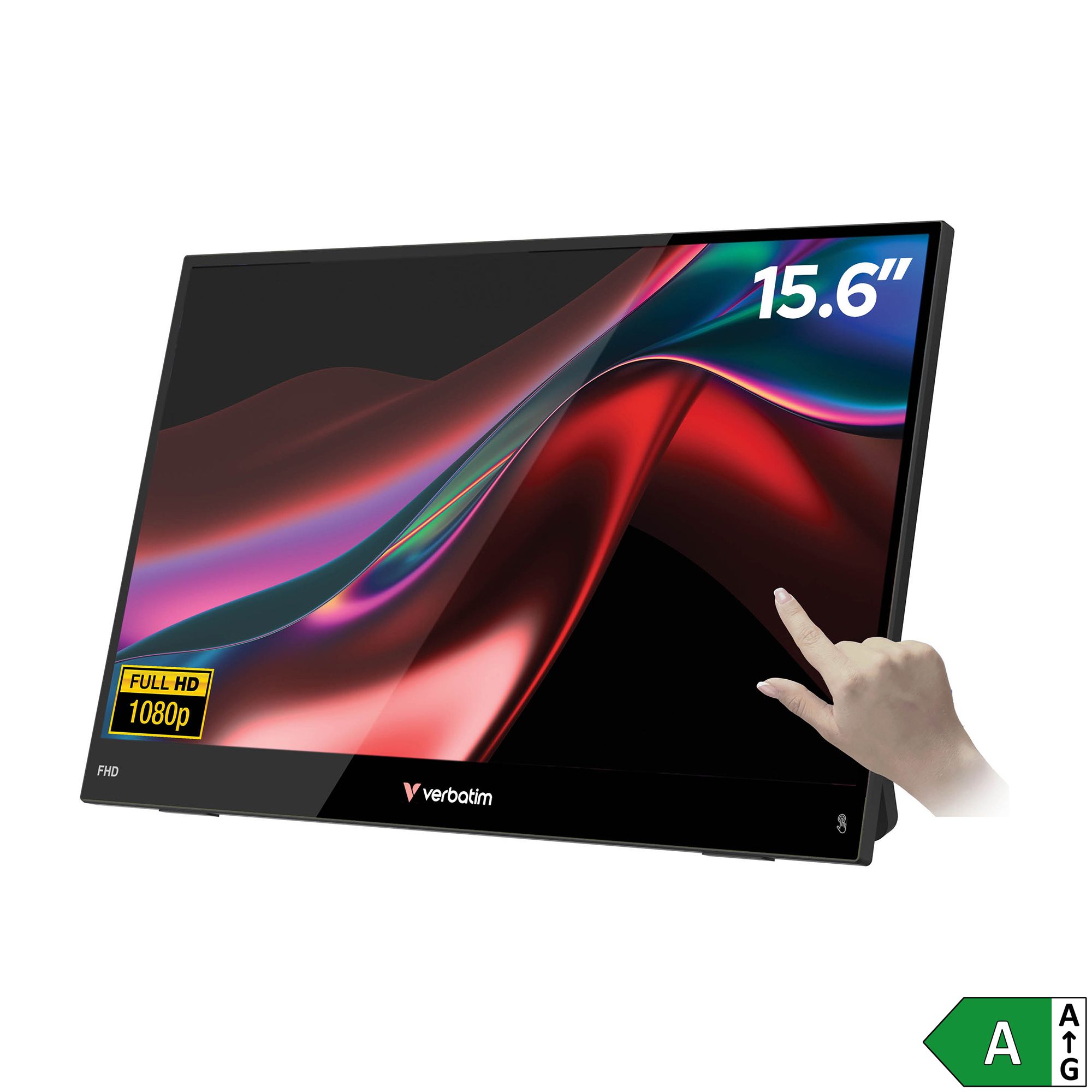 VERBATIM 15,6"/39,6cm Full HD Portable Monitor Plug & Play mit USB C mit Lautsprecher, Energieeffizienzklasse A